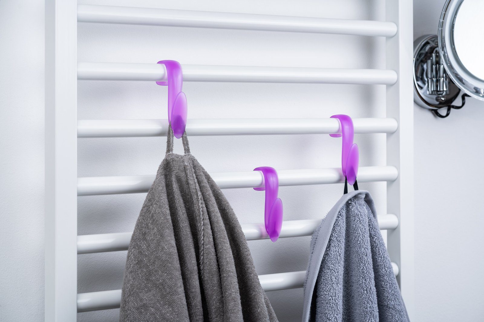 Wellgro Kleiderhaken 3x WELLGRO Rundheizkörperhaken - Top Qualität MADE IN GERMANY