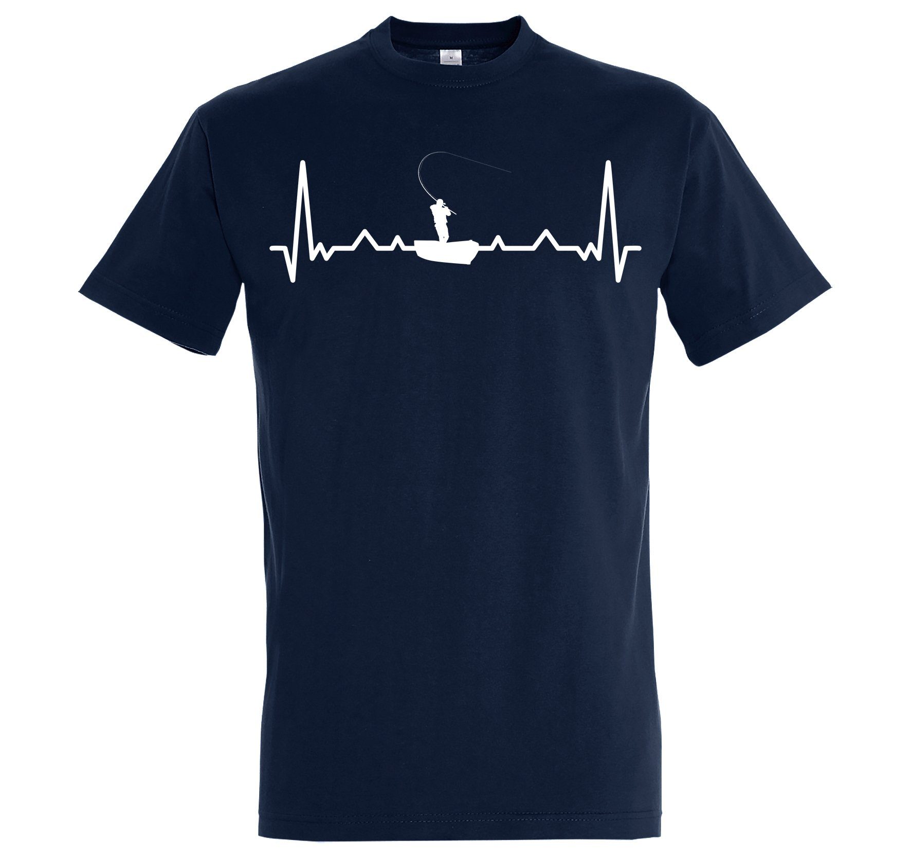Youth Designz T-Shirt Heartbeat Angeln Herren Shirt mit lustigem Angler Frontprint Navyblau