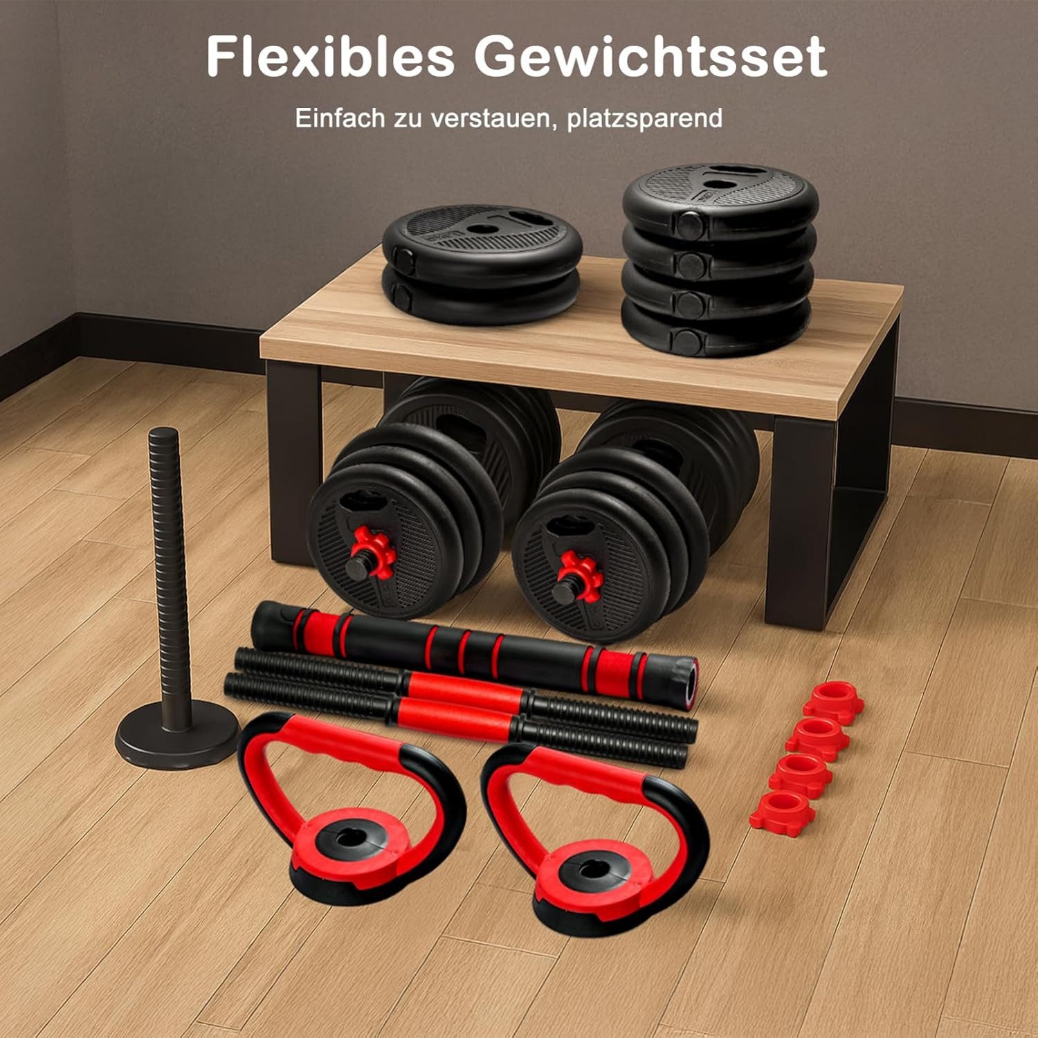 Youyijia Hantel-Set 4-in-1 verstellbares Hantelset mit Langhantel- und Kugelhantelgriffen