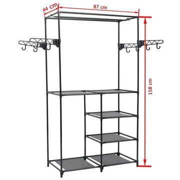 vidaXL Garderobe Kleiderständer Stahl und Vliesstoff 87 x 44 x 158 cm Schwarz