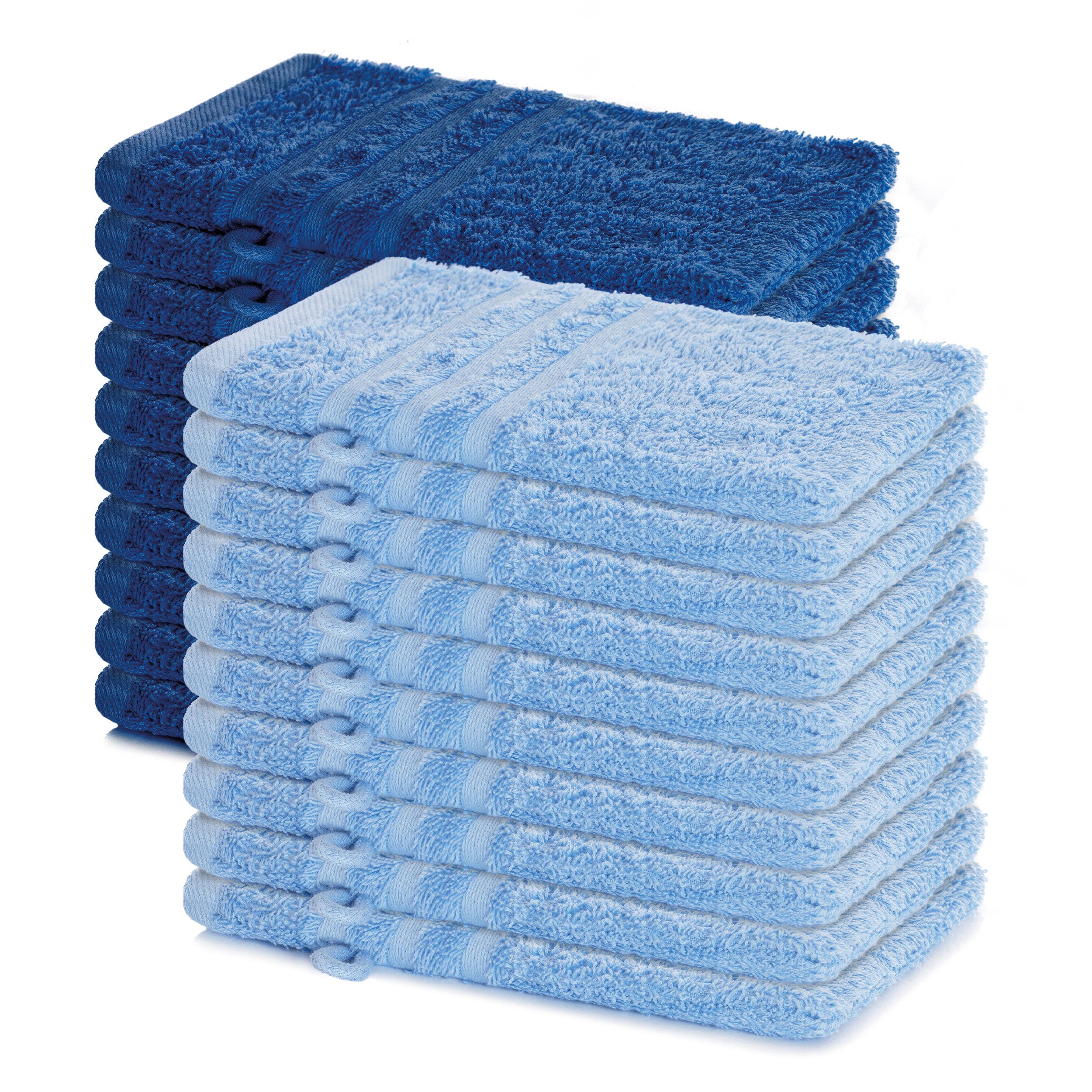 Lavea Waschhandschuh 20er Set Waschhandschuhe, 15 x 21 cm, Elena-Frottierserie, Waschlappen, (20-St), 500 g/m² Frottier, weich & saugstark, pflegeleicht