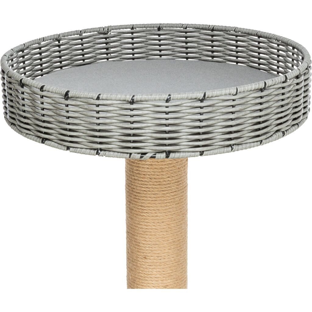 TRIXIE Kratzbaum Outdoor Kratzbaum Amalia aus Polyrattan mit Höhle - grau - 143 cm