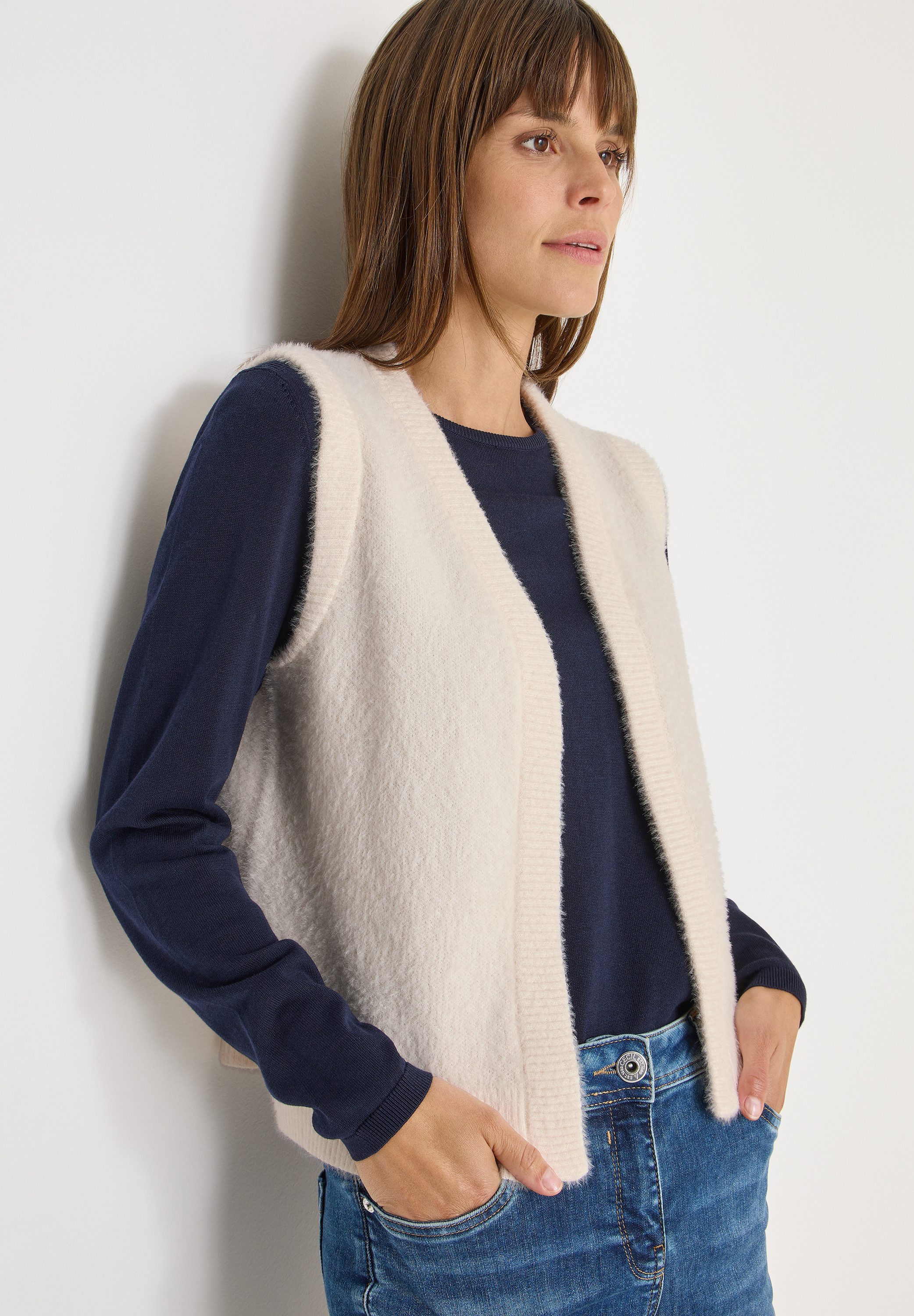 CECIL Plüschweste Federgarnweste, offen günstig online kaufen