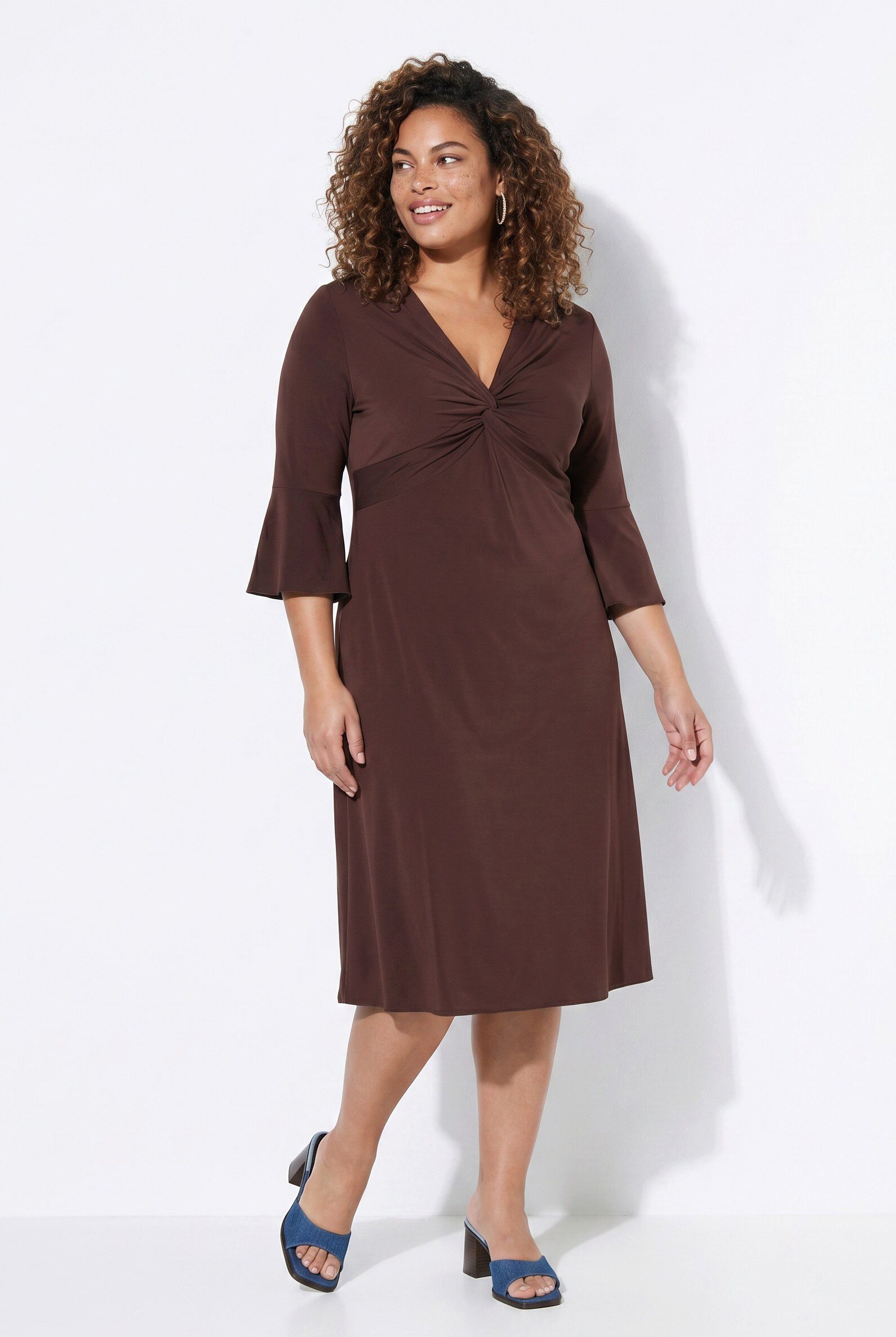 MIAMODA Midikleid Jerseykleid A-Linie Knoten-Detail