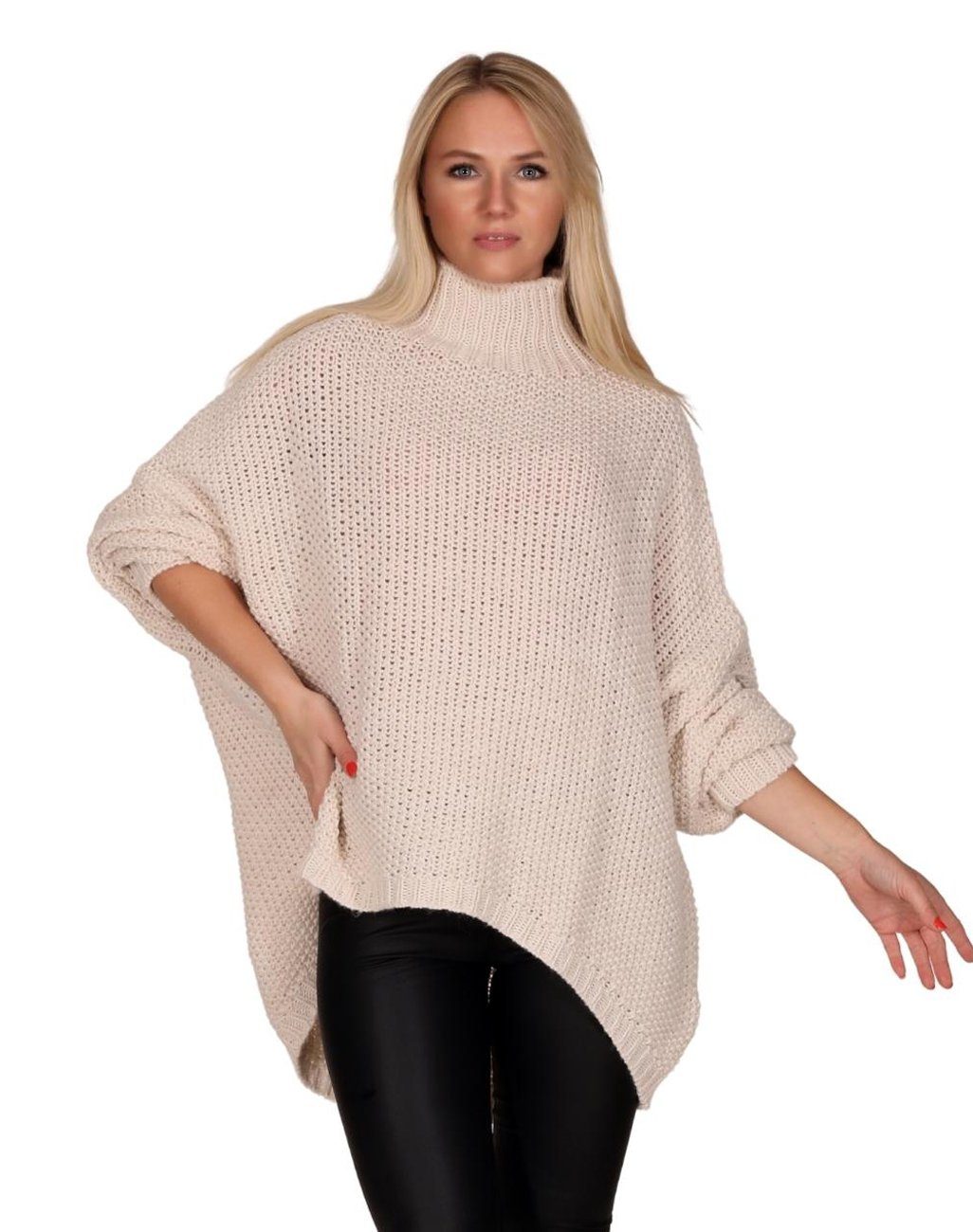 Longpullover Strickpullover Turtelneck Vorne kurz Hinten lang Classic