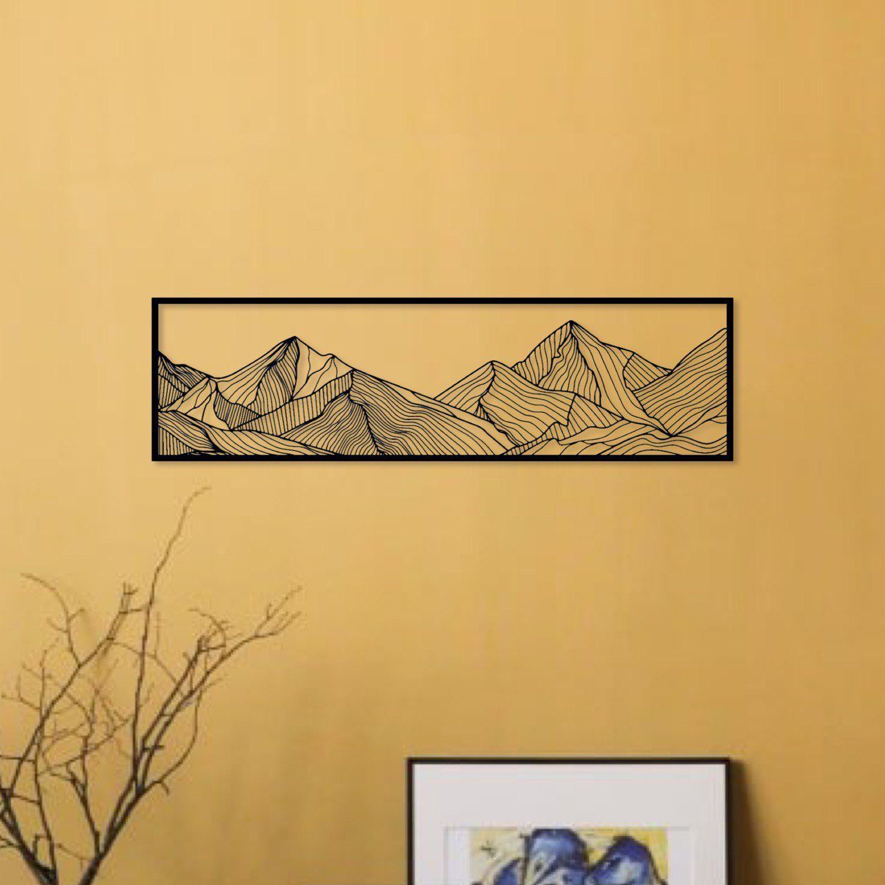 WoodFriends Wandbild Wandbild aus Holz Berge Holzschild zum Aufkleben Berglandschaft