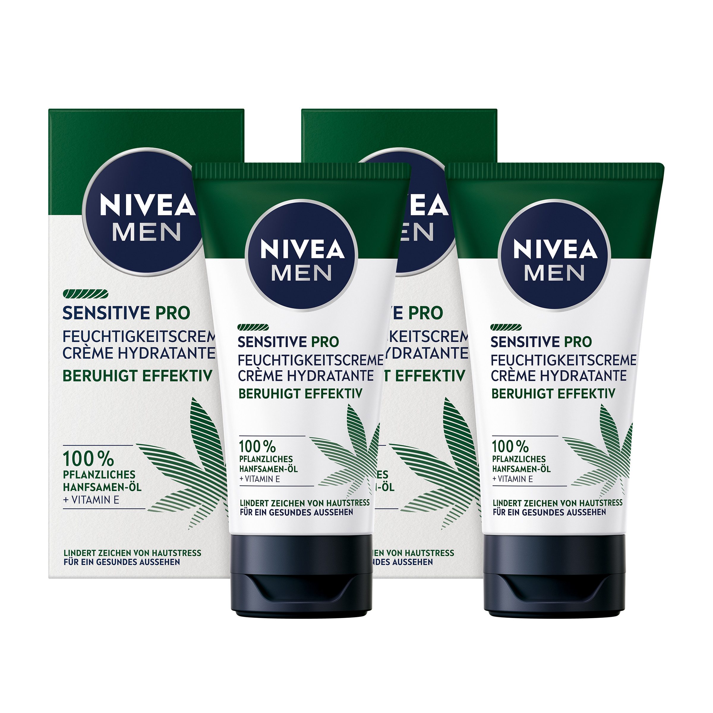 Feuchtigkeitscreme Sensitive Pro Hemp Hanfsamen-Öl Vegan 24h 2 x 75ml