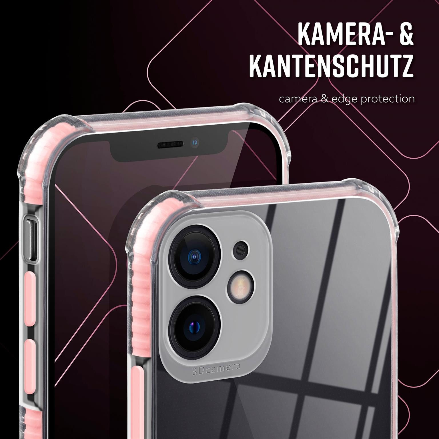 ONEFLOW Handyhülle für iPhone 12 mini Hülle Silikon Cushion Case Rosa 5,4 Zoll, Schutzhülle Transparent Bumper Back Cover Silikonhülle Durchsichtig