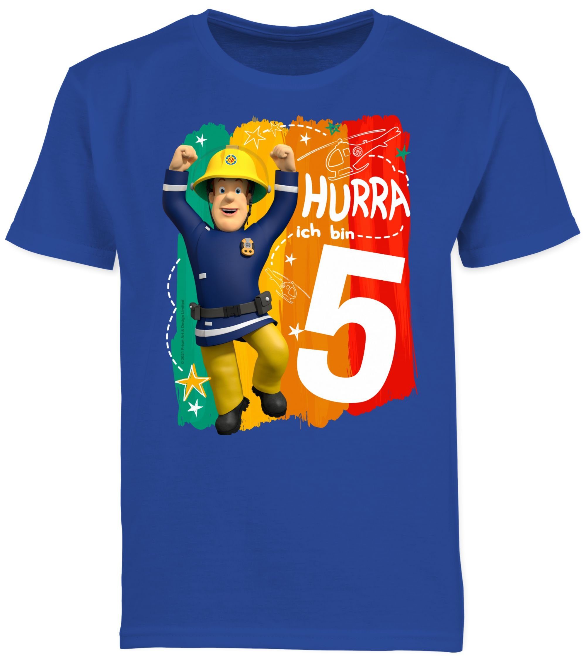 Shirtracer T-Shirt Hurra ich bin Fünf - Sam (1-tlg) Feuerwehrmann Sam Jungen