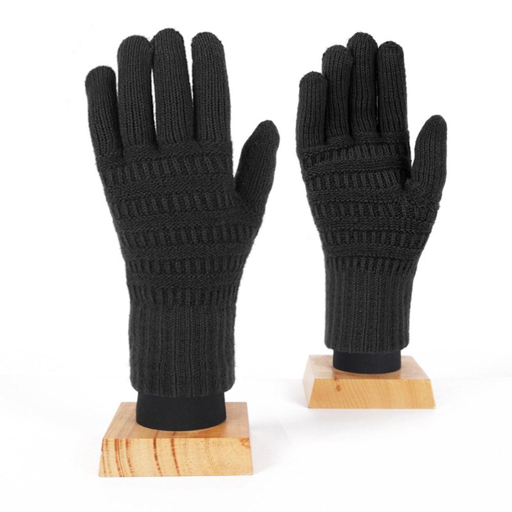 ManKle Strickhandschuhe Touchscreen Handschuhe Strick Fingerhandschuhe Schwarz Winddicht Warm und