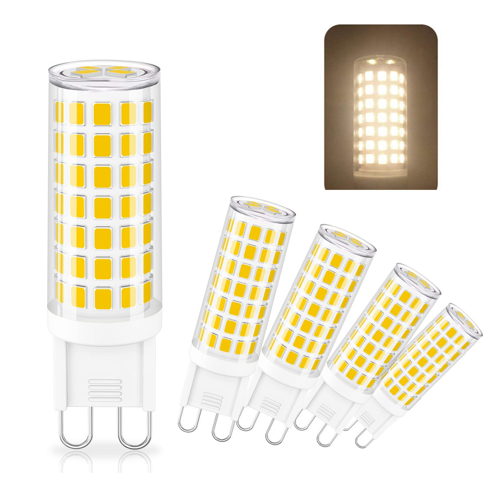 MUPOO LED-Leuchtmittel G9-LED-Glühbirne, Stiftsockel, 6W, 600LM, 5 St. günstig online kaufen