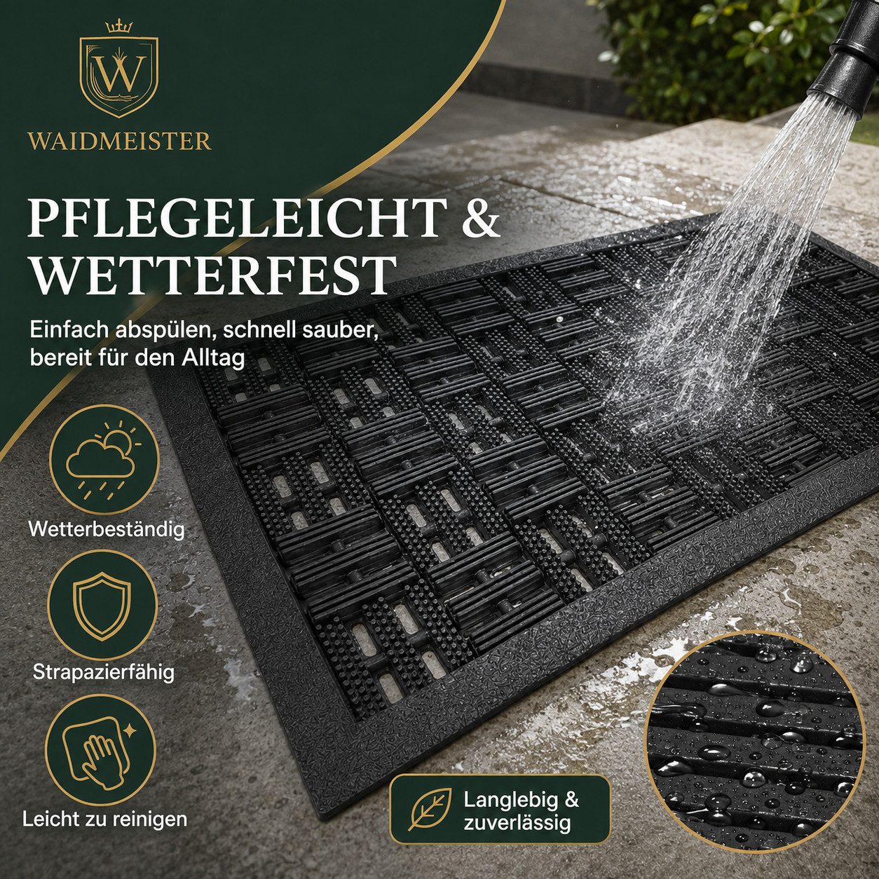 DILUMA Fußmatte Türmatte Matador Robuste Outdoor Schmutzfangmatte aus Gummi, rechteckig, Wetterfest, rutschfest, pflegeleicht, strapazierfähig – Bild 4 von 5