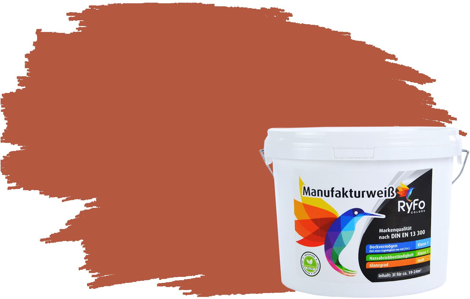 RyFo Colors Wand- und Deckenfarbe Manufakturweiß Orangetöne,1 L reicht für ca. 8 m², Deckkraft-/Nassabriebklasse 1, matt, atmungsaktiv, für Innenräume