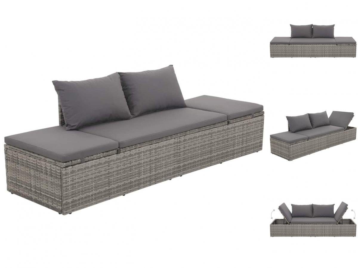 vidaXL Wellnessliege Garten Sonnenbett GartenbettGrau 19560 cm Polyrattan Gartenliege Sonne