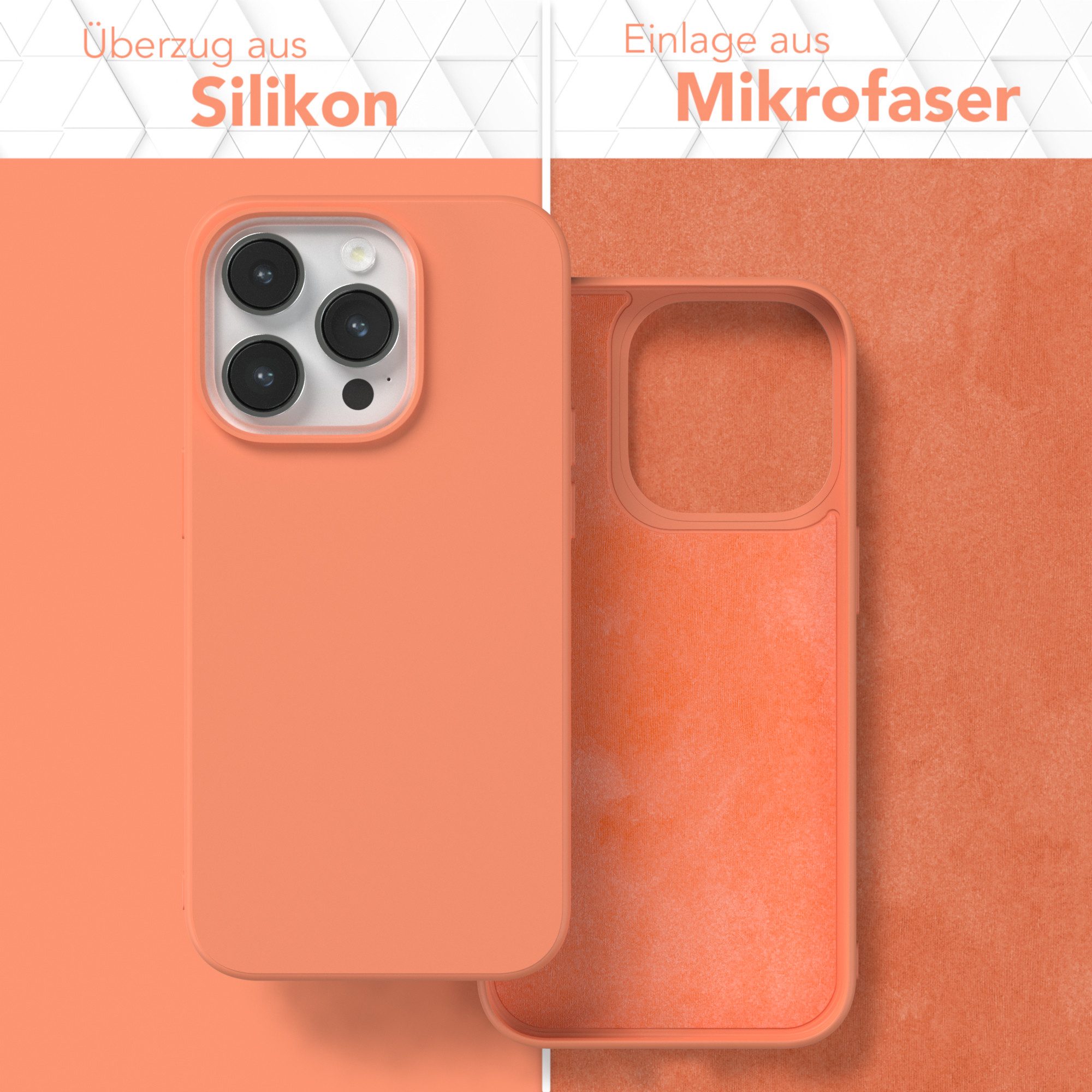 EAZY CASE Handyhülle für Apple iPhone 14 Pro Hülle Silikon 6,1 Zoll, Schutzhülle mit Kameraschutz telefonhülle elastisch bumper tpu Orange