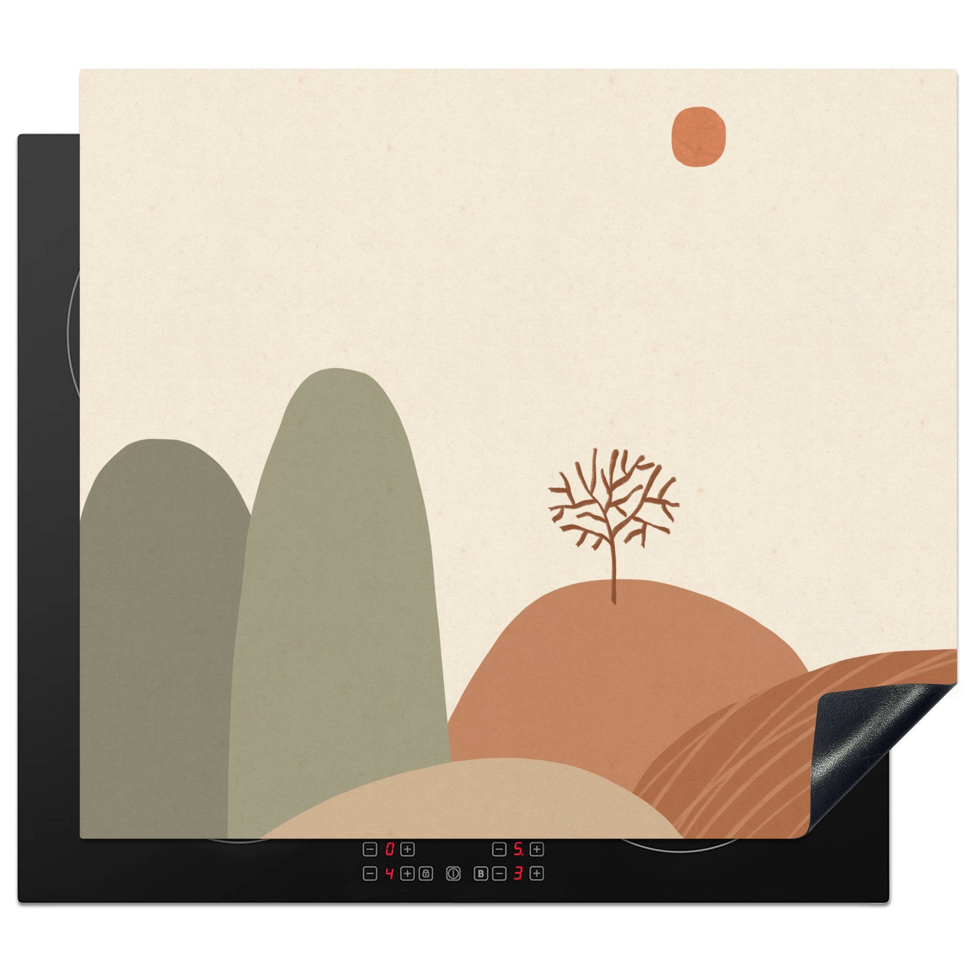 MuchoWow Herdblende-/Abdeckplatte Pastell - Berge - Landschaft - Abstrakt, Vinyl, (1 tlg), 60x52 cm, Mobile Arbeitsfläche nutzbar, Ceranfeldabdeckung