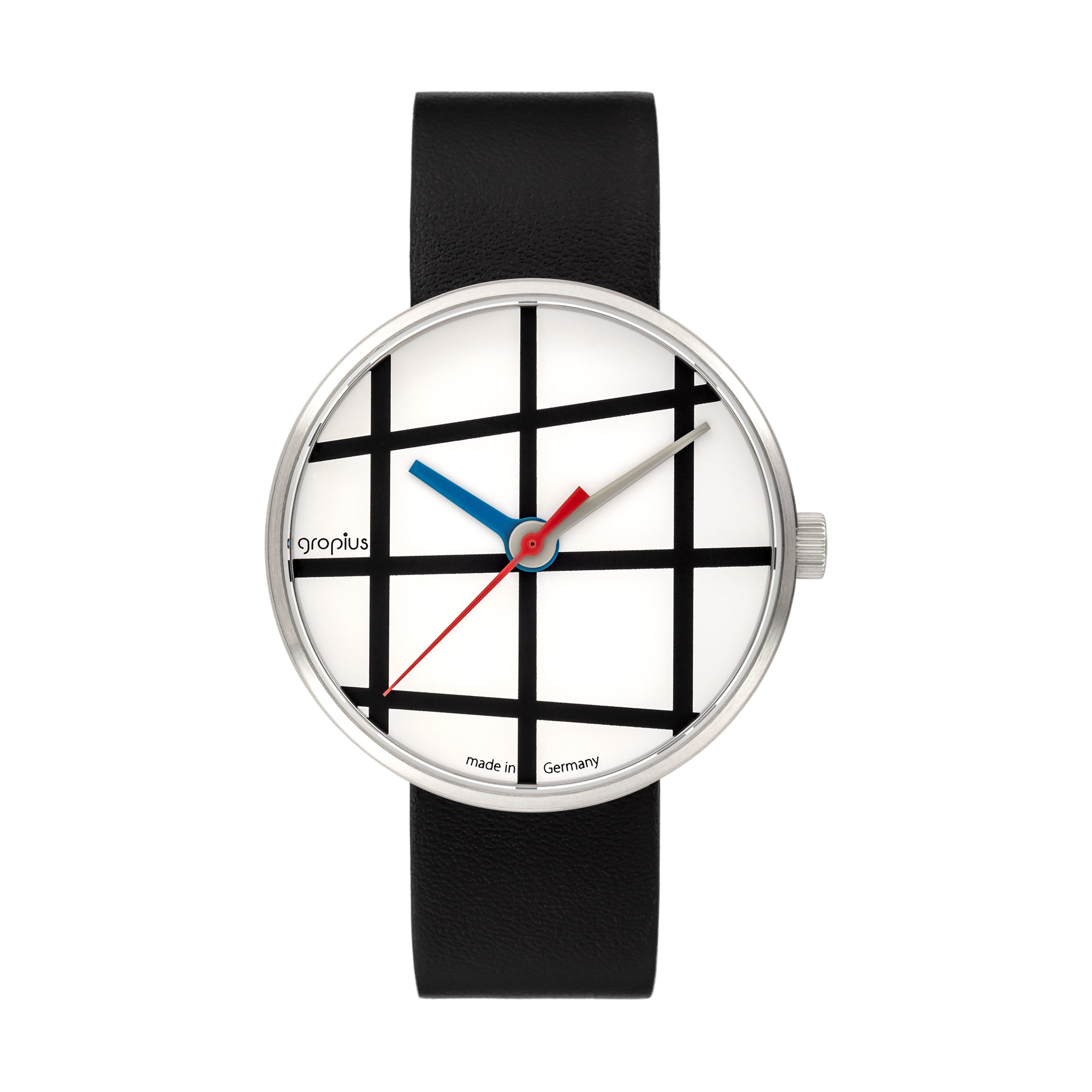 Walter Gropius Quarzuhr Made in Germany, Saphirglas, Forum Window - WG 001-01, Designeruhr, Lederarmband mit Easy-Release System, Edelstahlgehäuse