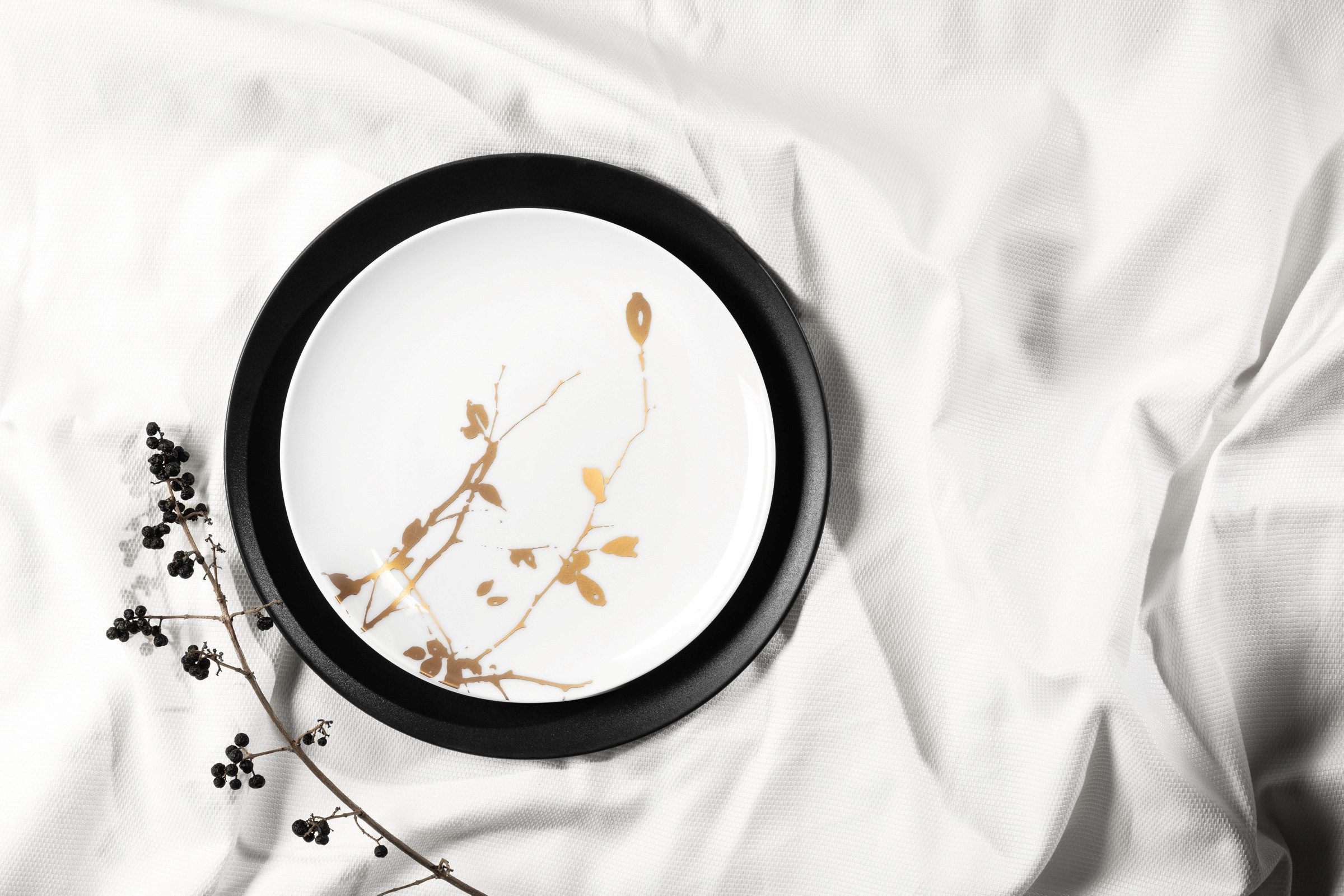 Seltmann Weiden Frühstücksteller Liberty - Golden Rose Hip, (1 St), Teller rund 22,5 cm