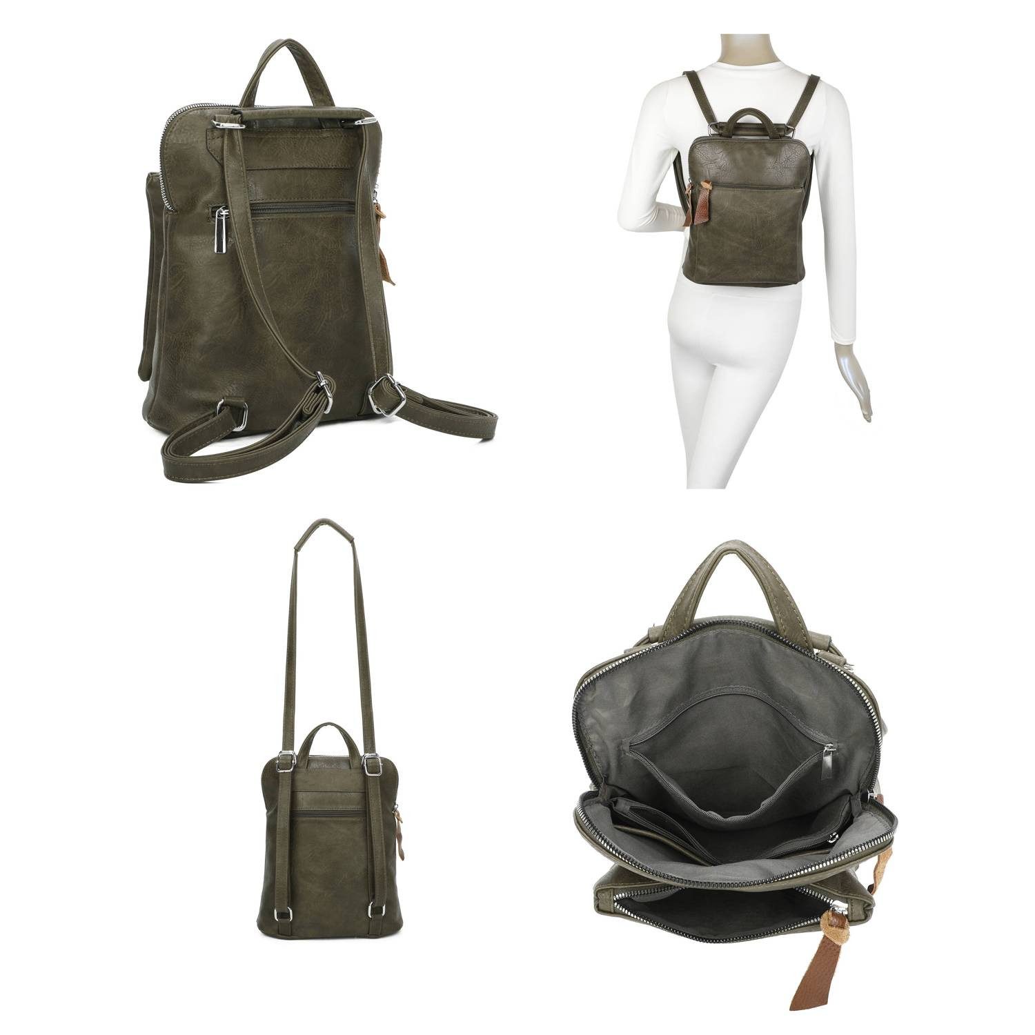 ITALYSHOP24 Rucksack Damen Rucksack Tasche Umhängetasche Schultertasche Han günstig online kaufen