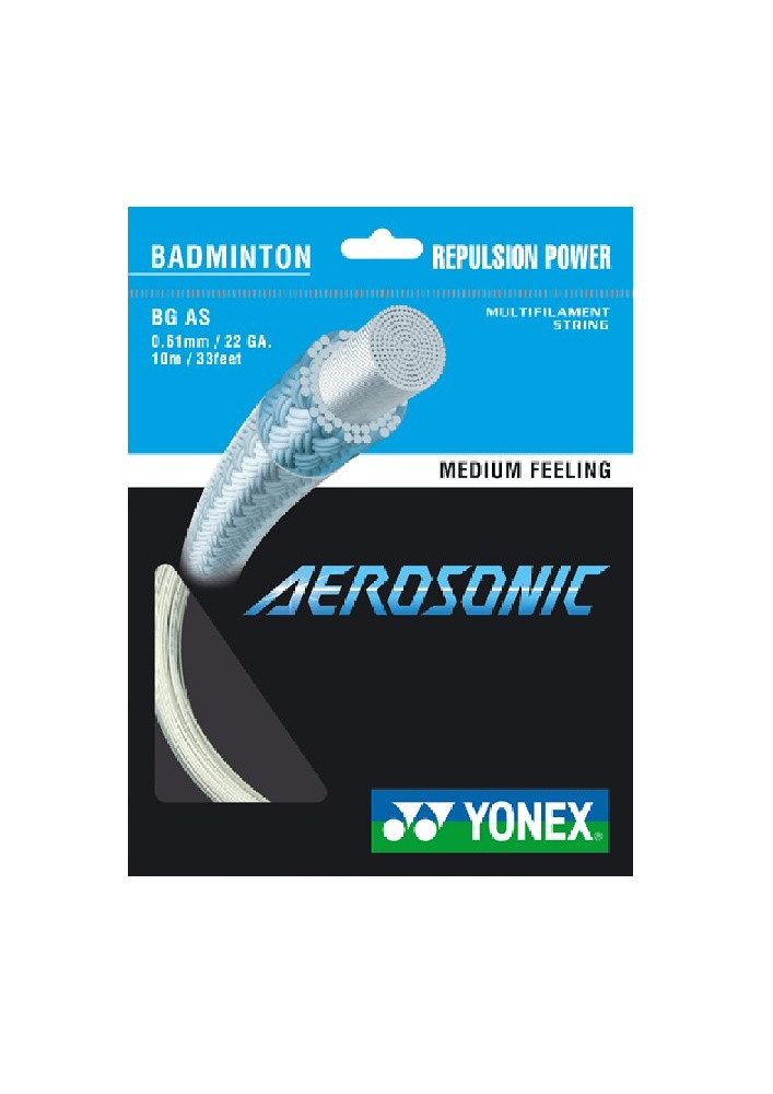 Yonex Badmintonsaite Aerosonic (Power+Komfort) weiss 10m Set, Saitendicke: 0.61