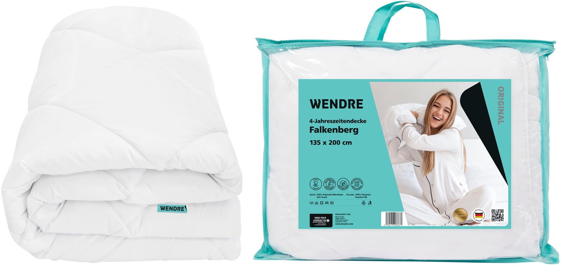 4-Jahreszeitenbett, »Falkenberg«, Wendre, 4-Jahreszeiten Bettdecke mit  Druckknöpfen, OEKO-TEX® zertifiziert