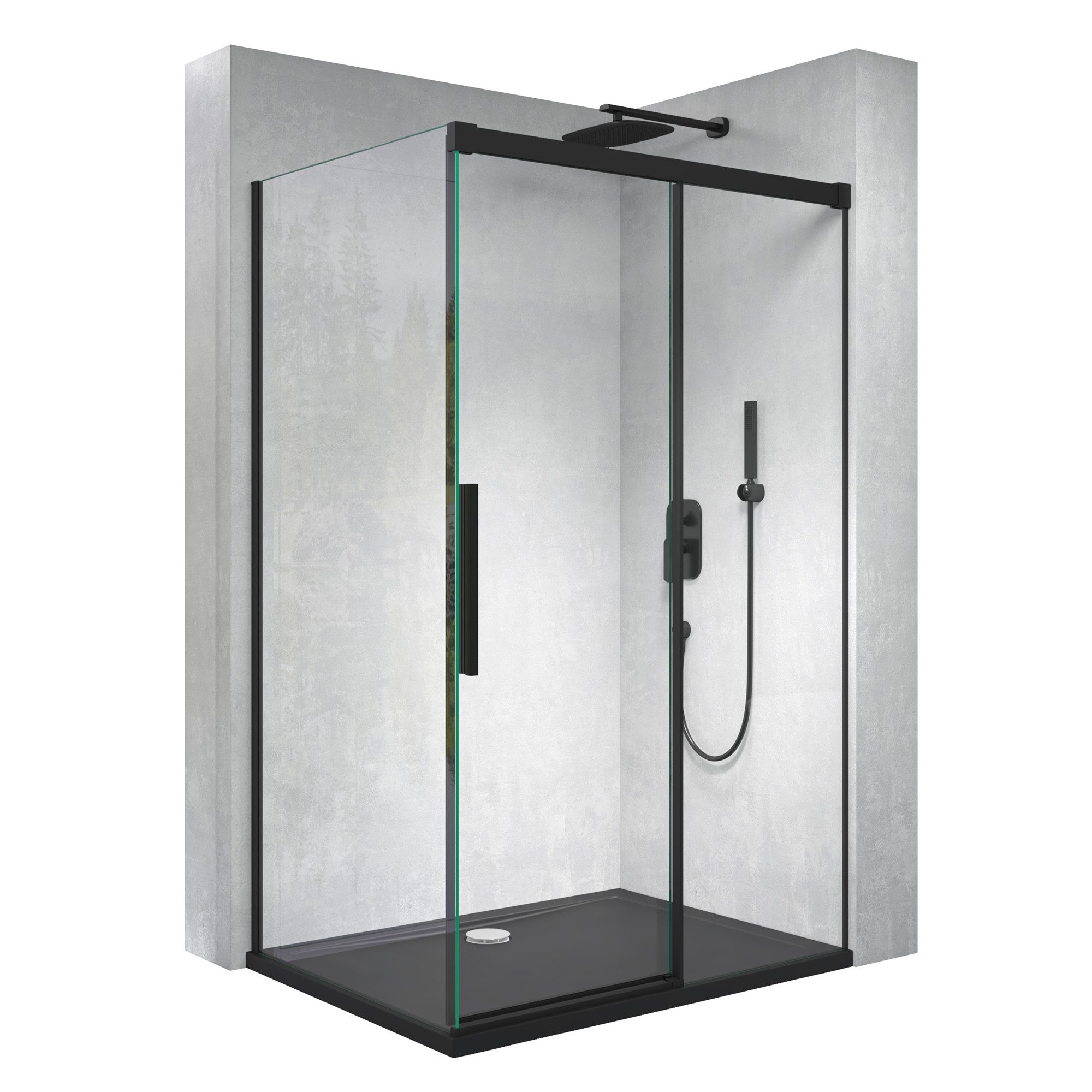 doporro Eckdusche Duschkabine schwarz Schiebetür Duschabtrennung ESG mit NA günstig online kaufen