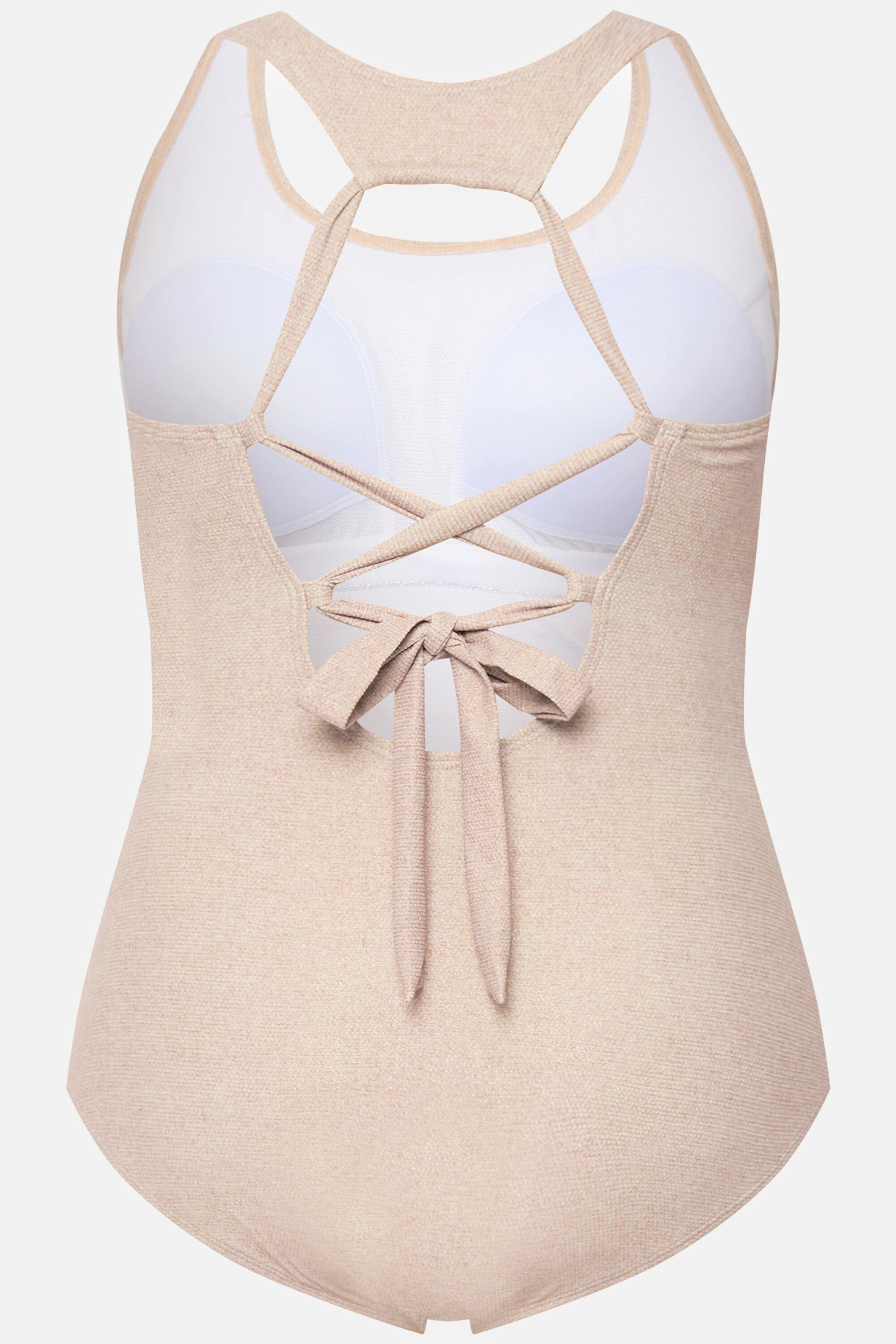 Ulla Popken Badeanzug Badeanzug Juteoptik Softcups Zierknoten
