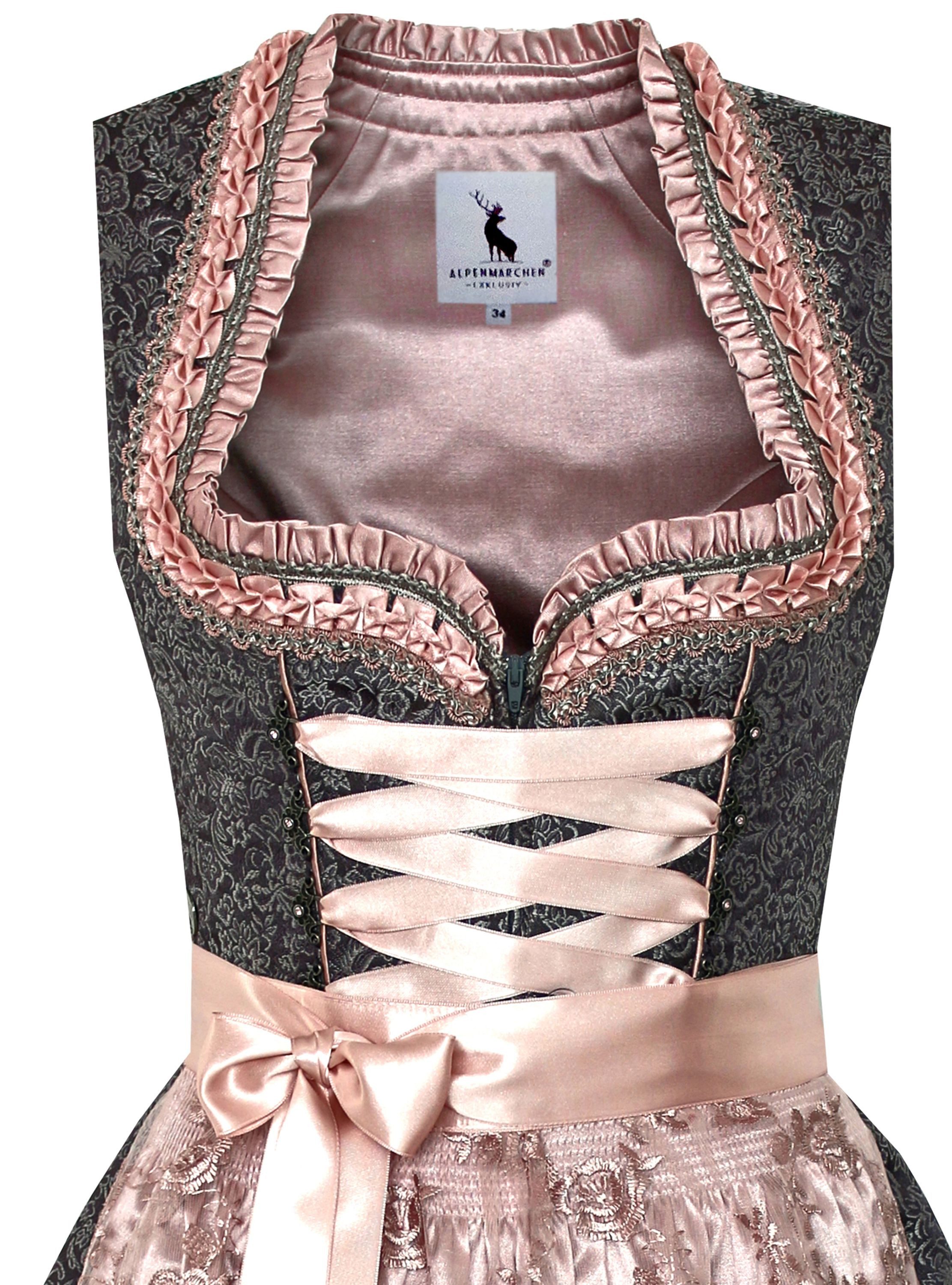 Alpenmärchen Dirndl Dirndl Juna in grau und rosa - ALM905 – Bild 2 von 3