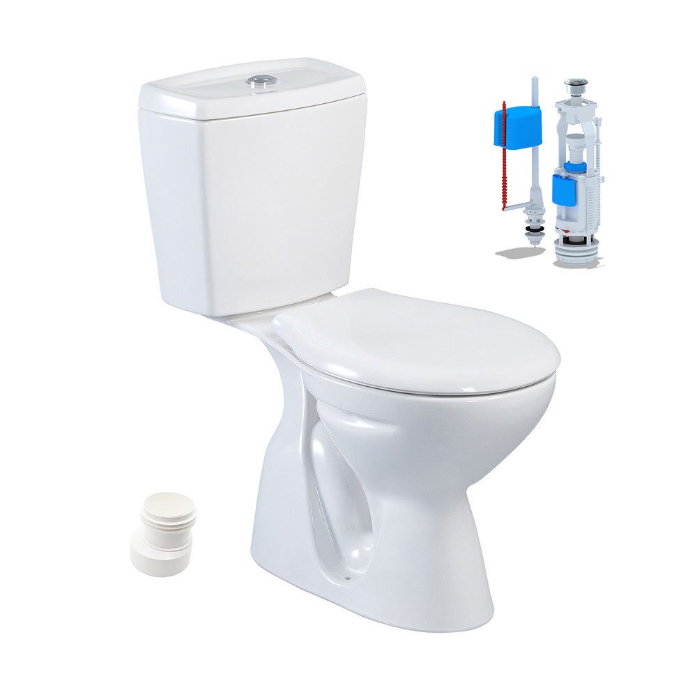 Belvit Tiefspül-WC S-ESW002TAH, Stand-WC mit Taharet Keramik-Spülkasten Softclose WC-Sitz