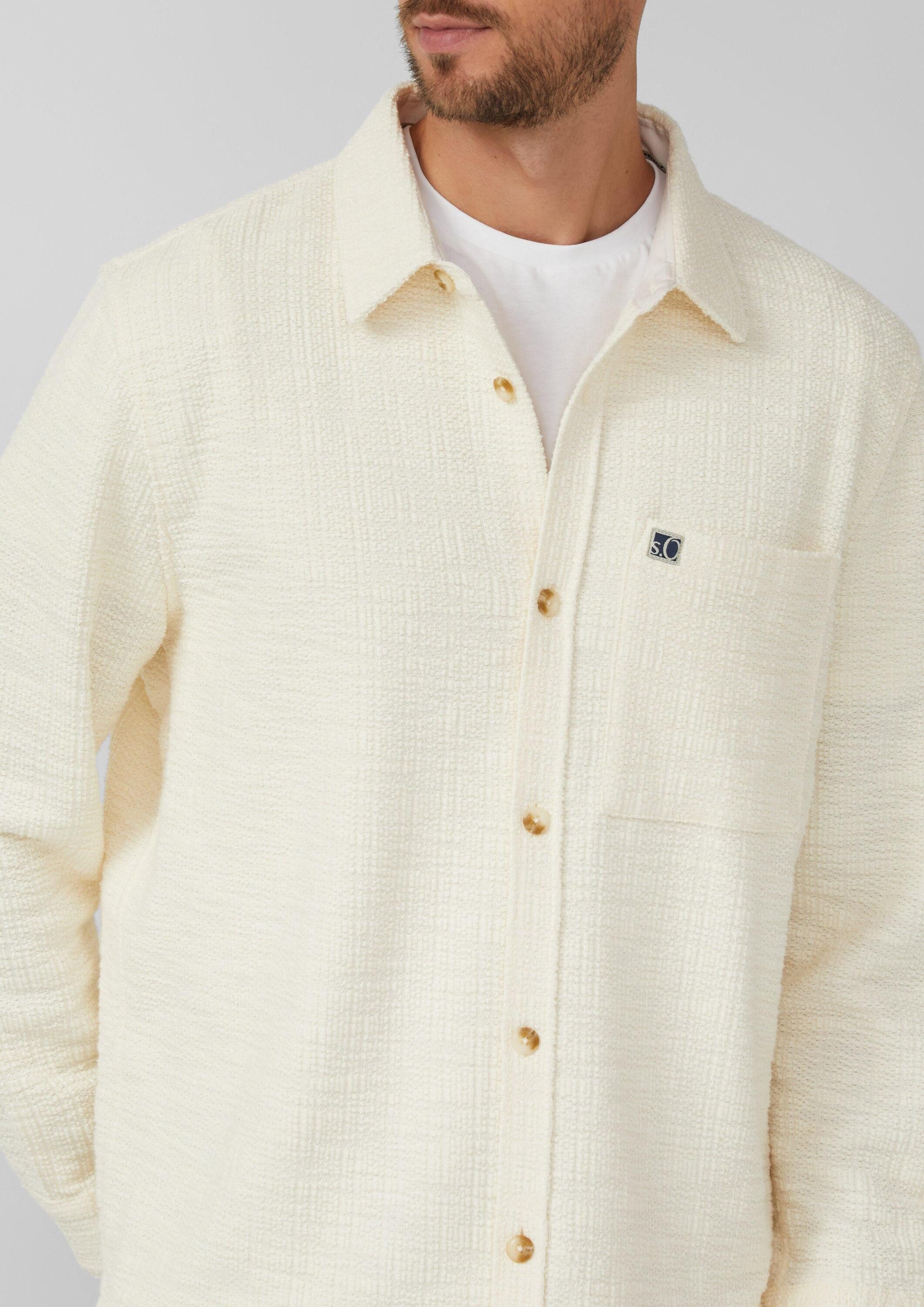 s.Oliver Langarmhemd Hemd Overshirt mit Struktur-Streifen und Kentkragen