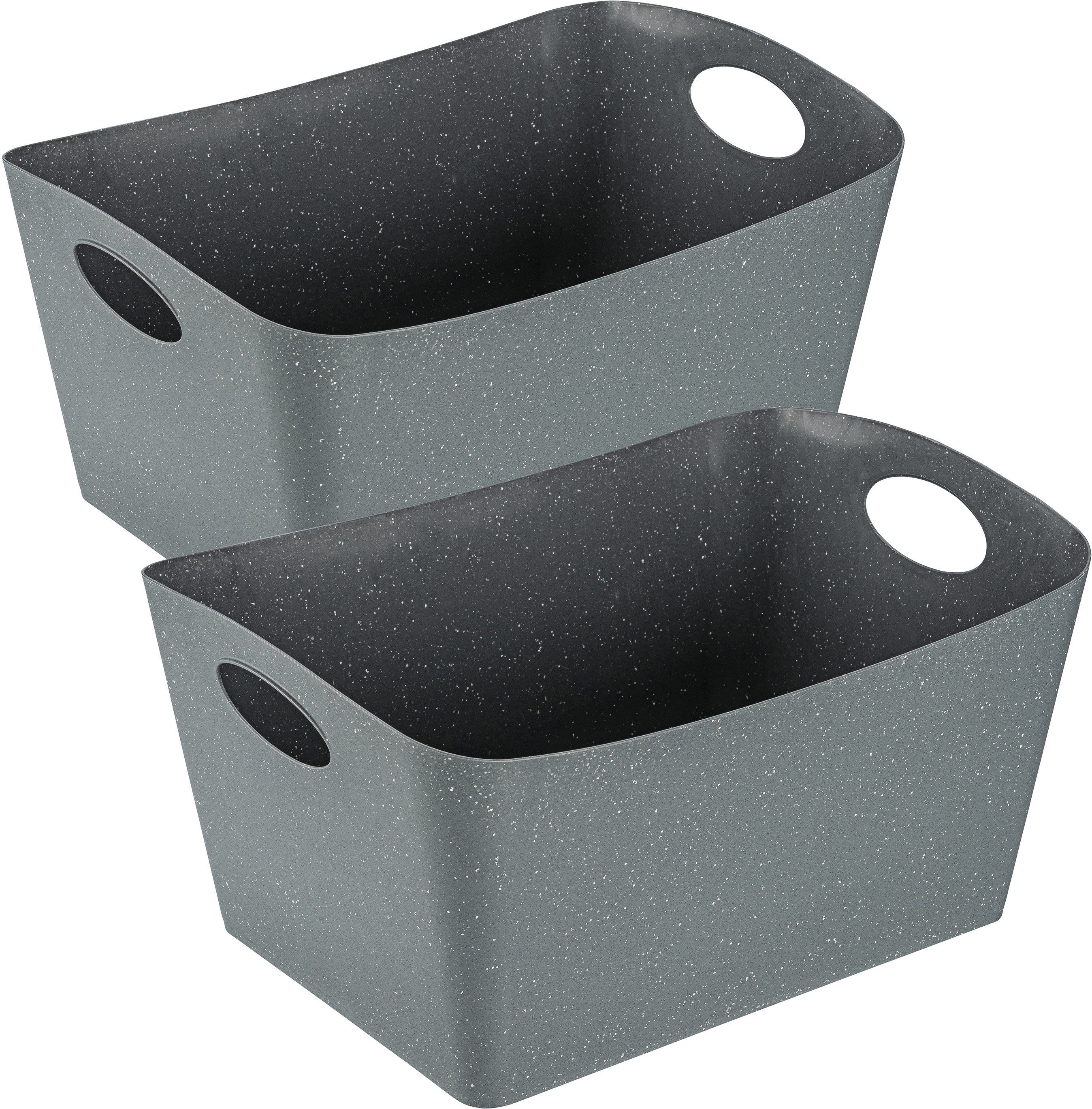 KOZIOL Organizer BOXXX L (Set, 2 St), Aufbewahrungsbox, Made in Germany, 100% recyceltes Material, 15 Liter recycled ash grey