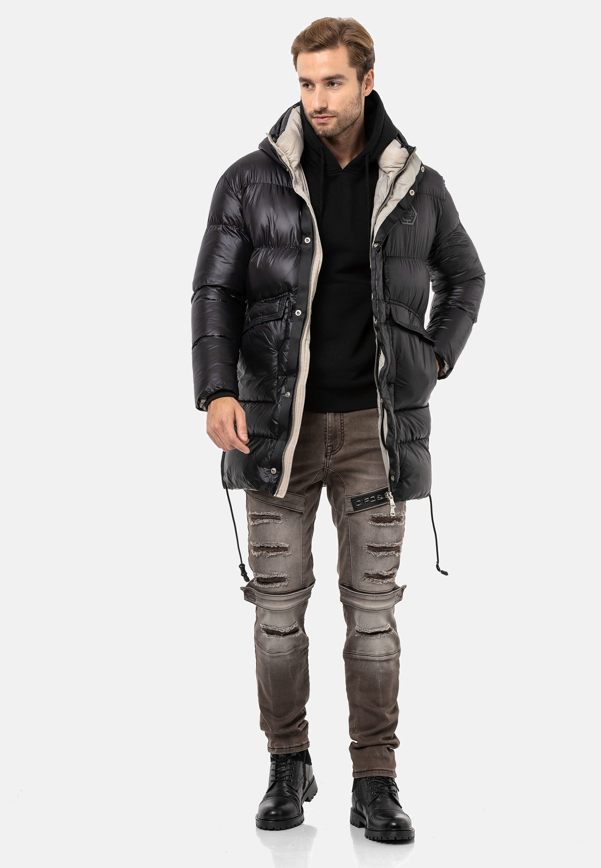 Cipo & Baxx Winterjacke Jacke mit seitlichen Schlitzen