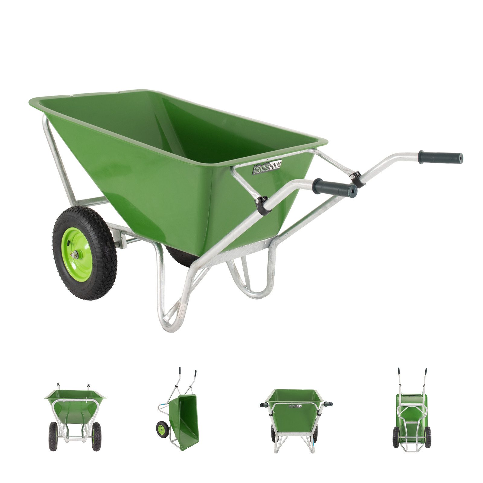 TRUTZHOLM Schubkarre 2-Rad XL 200L 300kg Gartenschubkarre Schiebkarre Hofkarre Luftrad, (Artikel, 1-tlg), Hohe Stabilität
