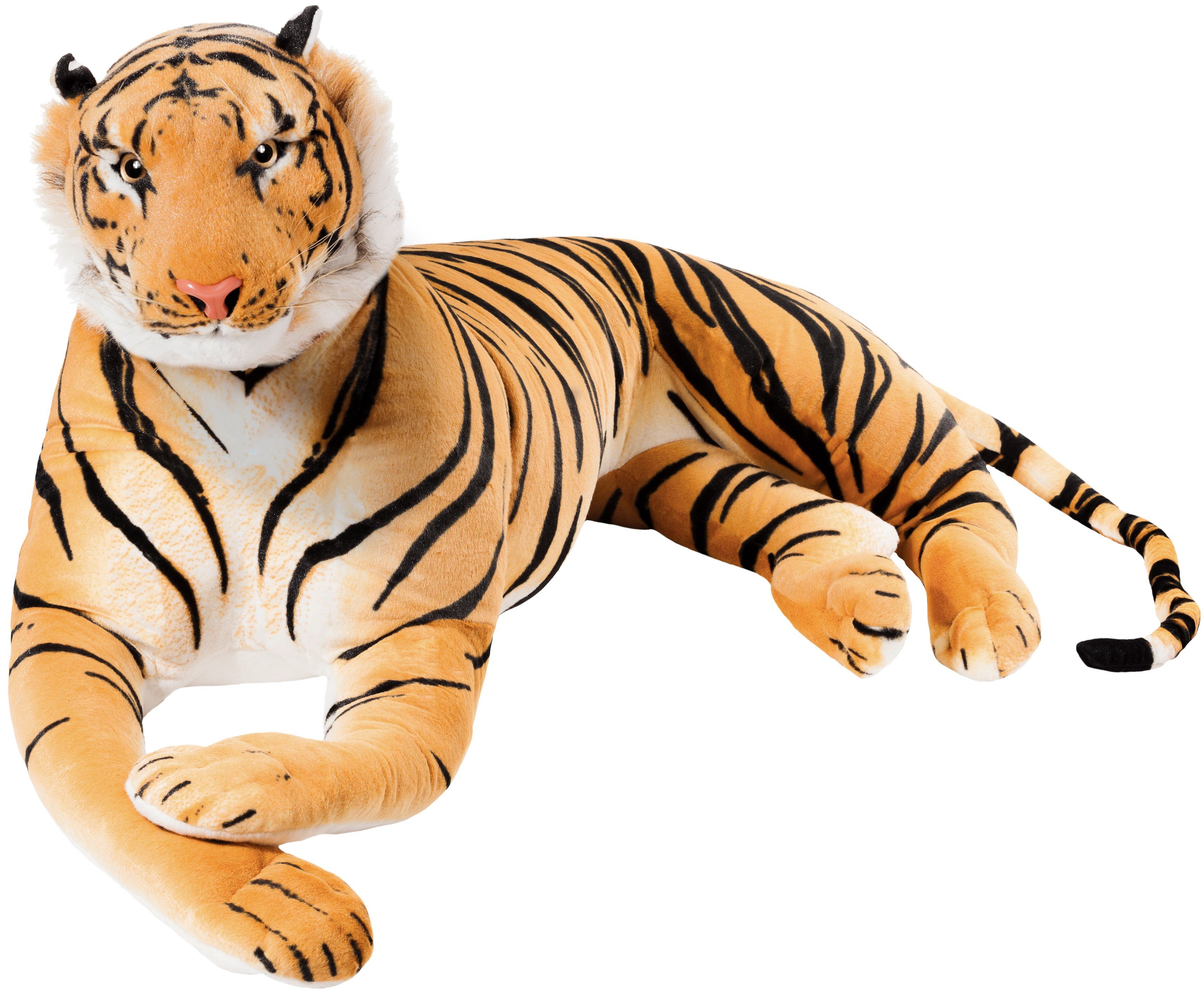 BRUBAKER Kuscheltier XXL Riesiger Tiger 150 cm liegend (1-St., König des Dschungels), Stofftier Plüschtier