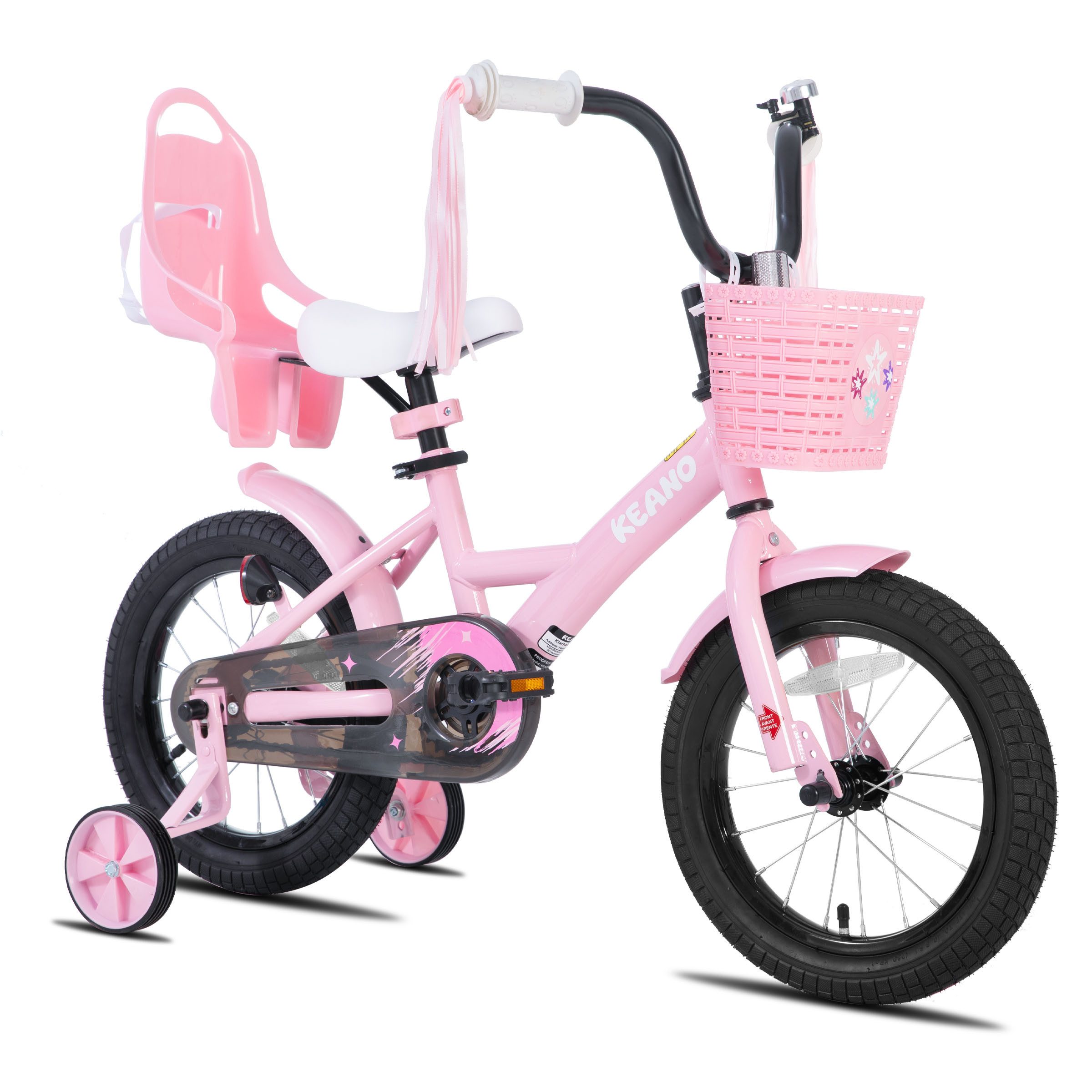 JOYSTAR Kinderfahrrad Mädchenfahrrad 14/16/18/20 Zoll mit Hochkarbonstahlrahmen, mit Puppensitz und Korb,Stützräder, Luftschlangen, Schutzblechen