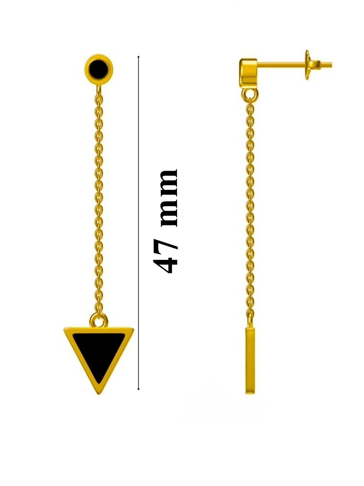 Goldene Hufeisen Paar Ohrstecker Exquisite Damenohrringe Dreieck Gold Schwarz Lang, 925 Sterling Silber, Hypoallergen