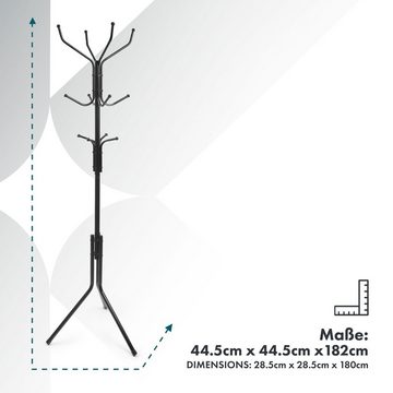 Kubus Garderobenständer Obama, Kleiderständer, 12 Kleiderhaken, Dreibein Standfuß