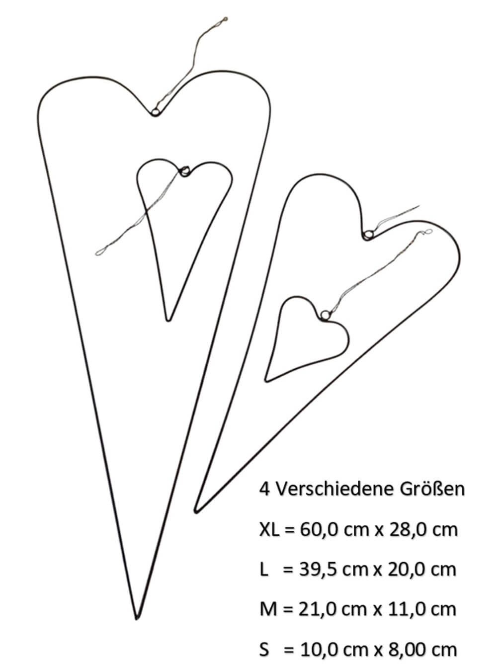 degawo Dekohänger Elegantes Set aus 4 verschieden großen Drahtherzen, schwarz lackiert (4 Herzen in verschiedenen Größen)