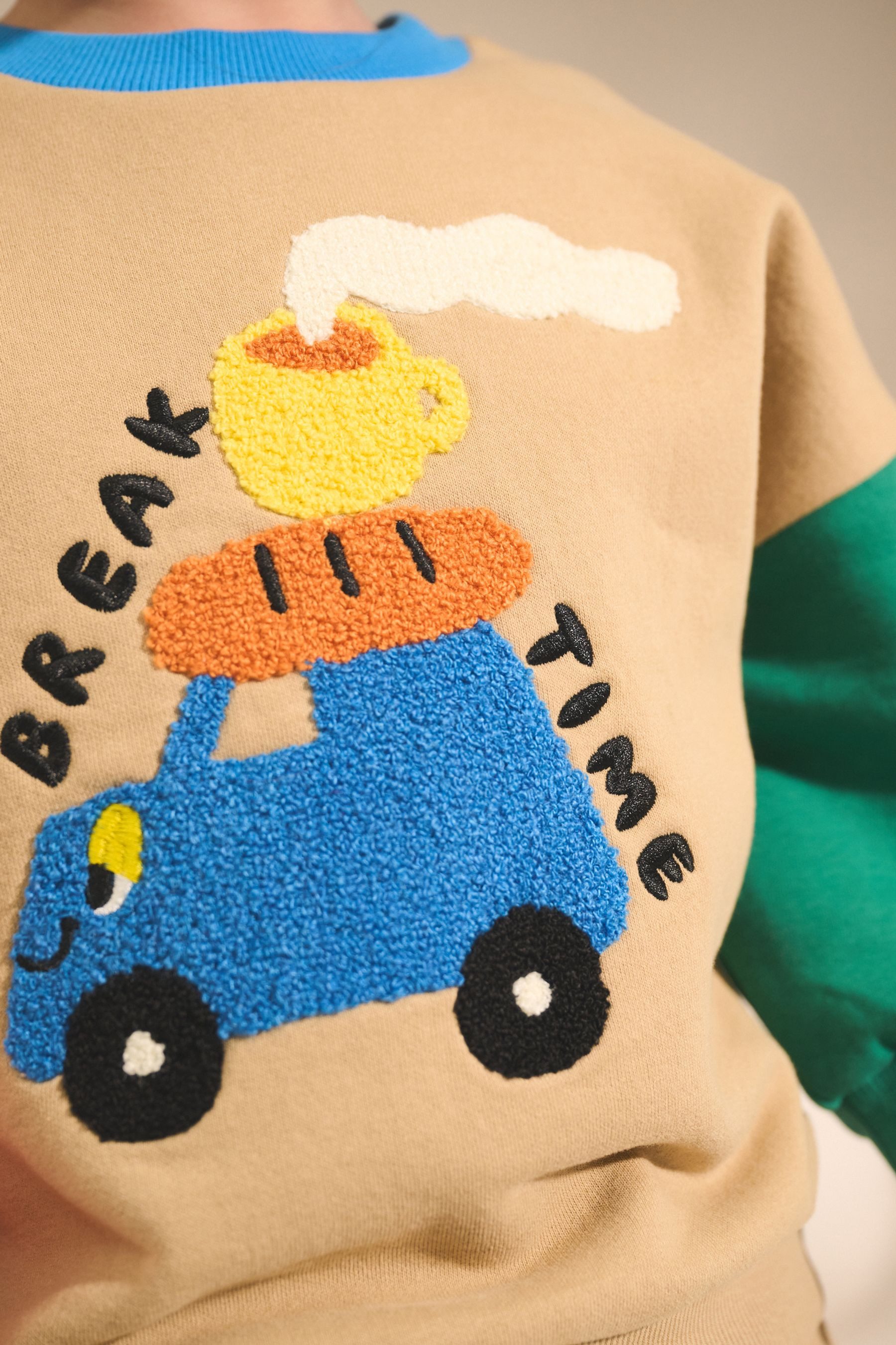 Next Sweat Suit: Sweatshirt and jogging pants in a color block design (2-piece set)