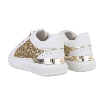 Ital-Design Damen Low-Top Freizeit Sneaker (86188073) Keilabsatz/Wedge Sneakers Low in Gold