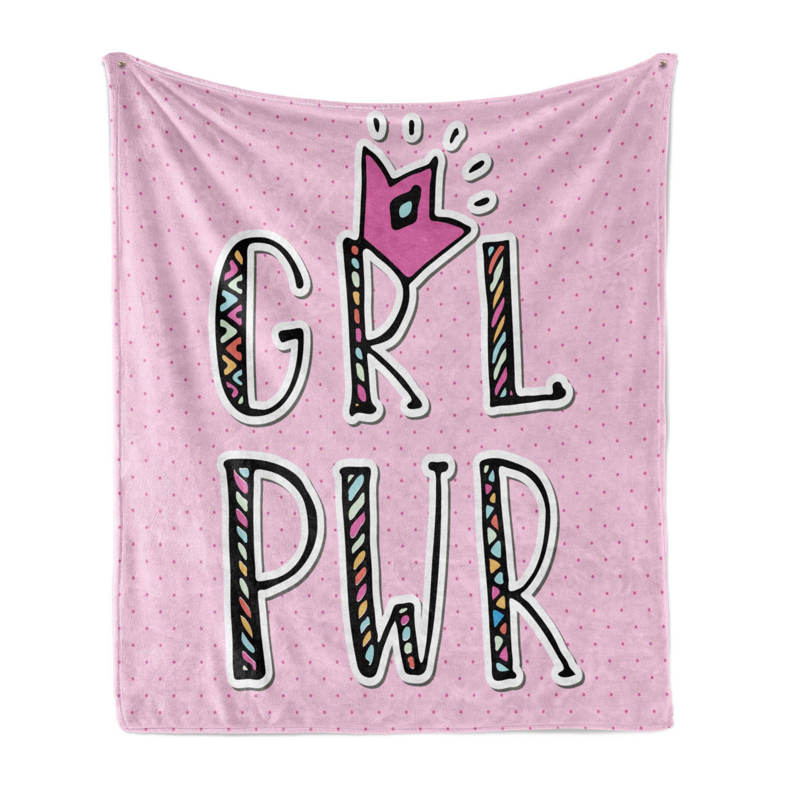 und Girl Wohndecke Verziert Plüsch den Power für Mädchen-Slogan Gemütlicher Außenbereich, Abakuhaus, Innen- in