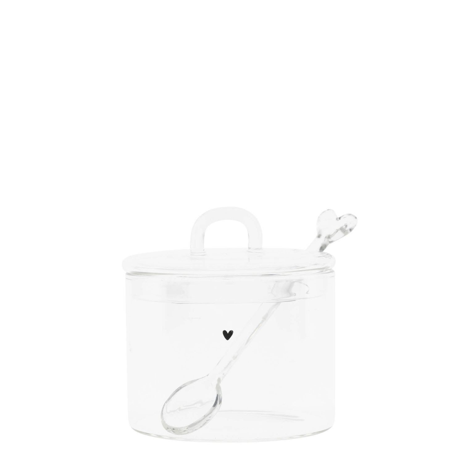 Bastion Collections Zuckerdose Schwarzes Herz, Glas, Spülmaschinengeeignet, Transparent, kleines Herz, H: 10cm