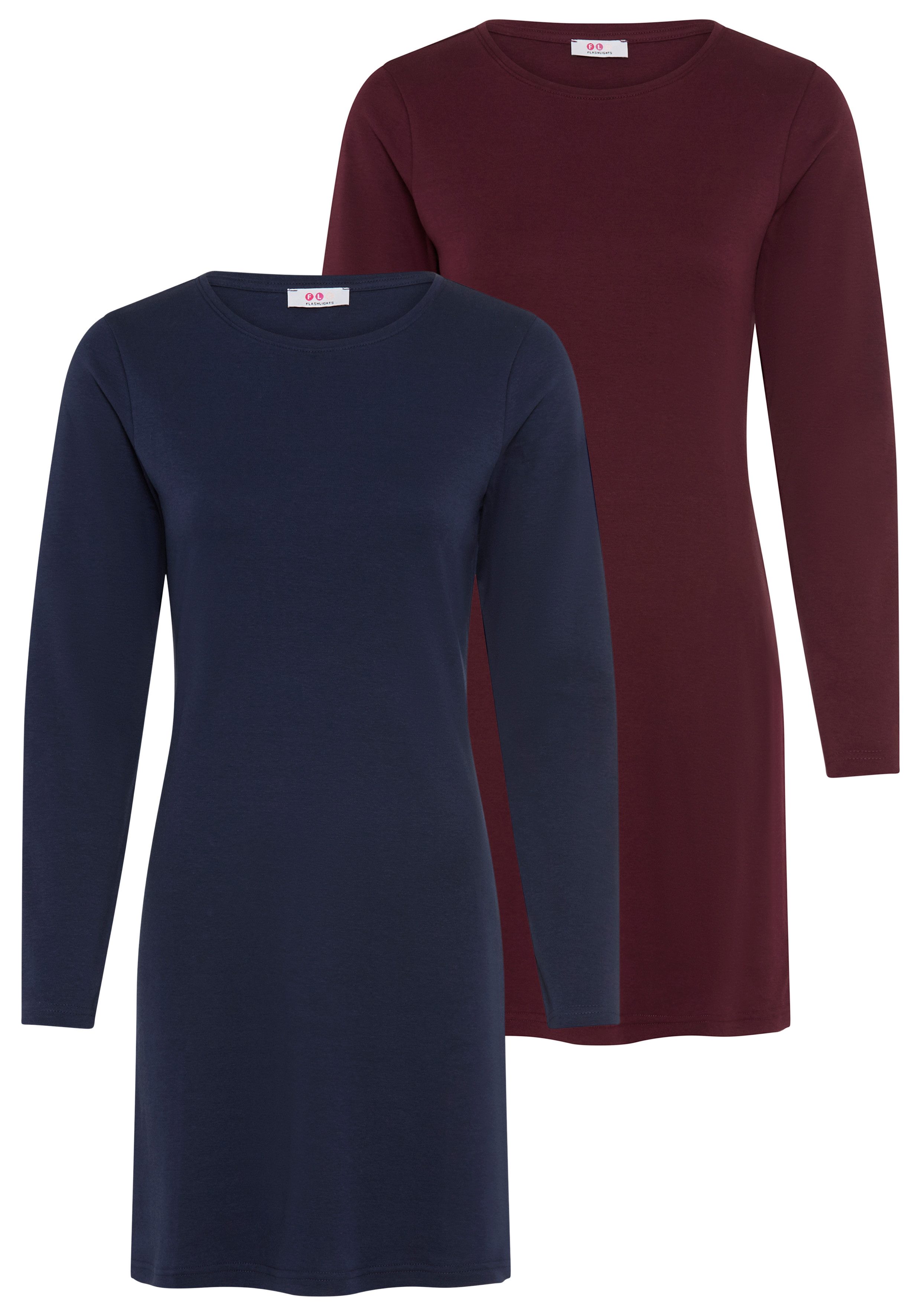 Flashlights Jerseykleid (Packung, 2-er Pack) aus weichem Interlock-Stoff, figurnaher Schnitt, langärmlig. € 34,99, (€ 17,50 pro 1 Stk).