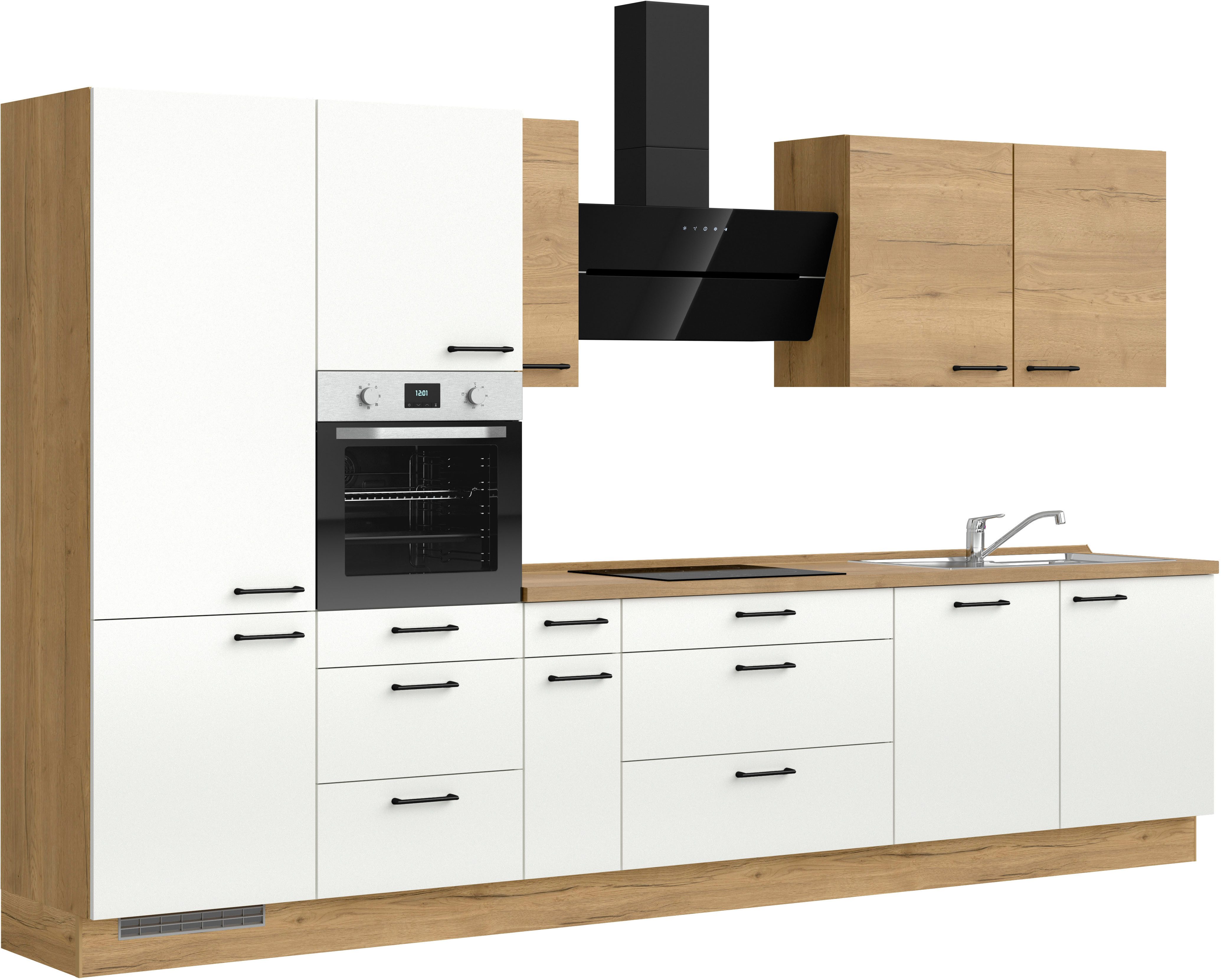 nobilia® Küchenzeile "MIAMI", NEU: individuell anpassbar mit gratis Profi-Beratung, vormontiert, Breite 360 cm, Ausrichtung wählbar, wahlw. mit E-Geräten