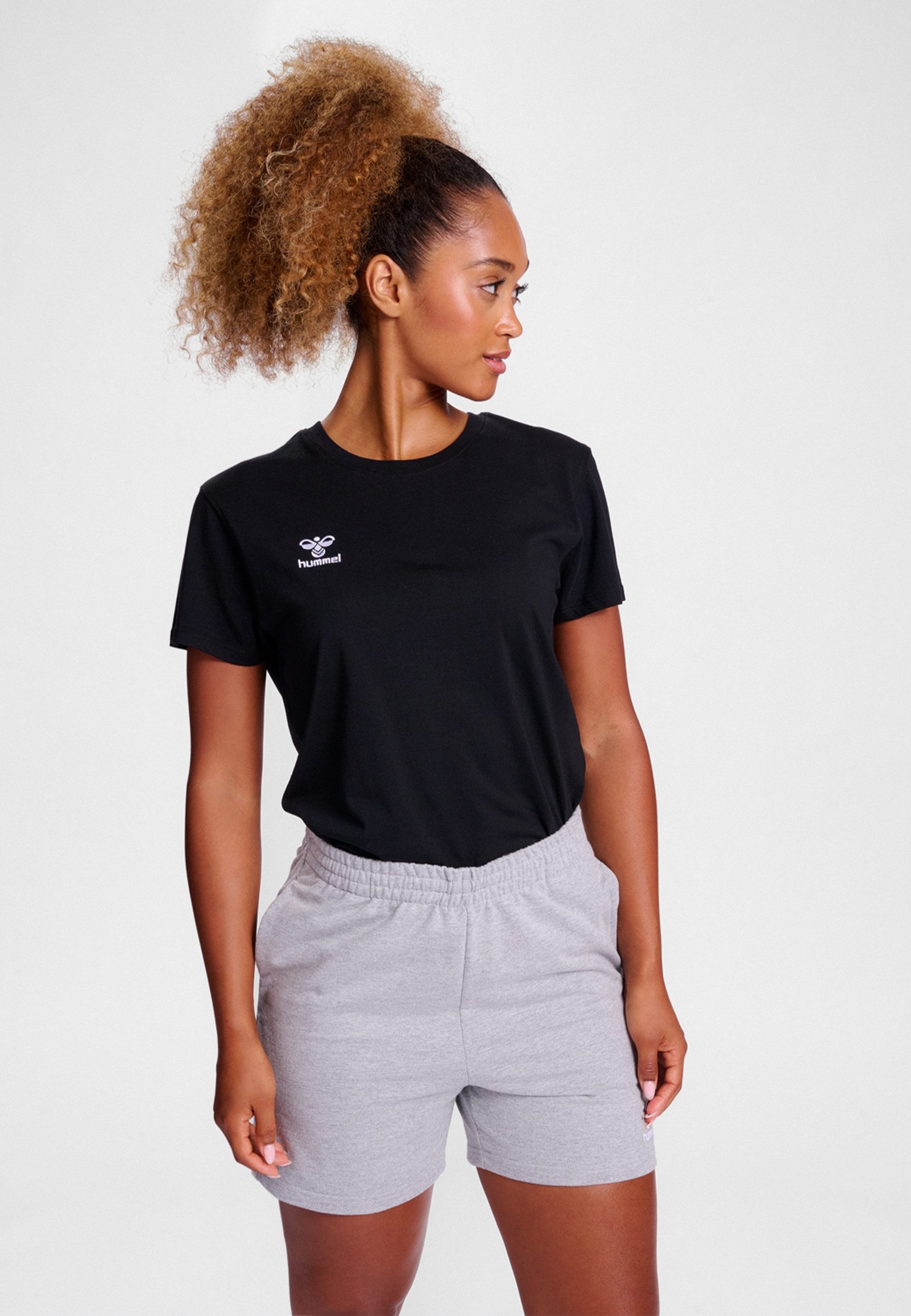 hummel T-Shirt Rundhalsausschnitt gesticktes Logo Regular günstig online kaufen