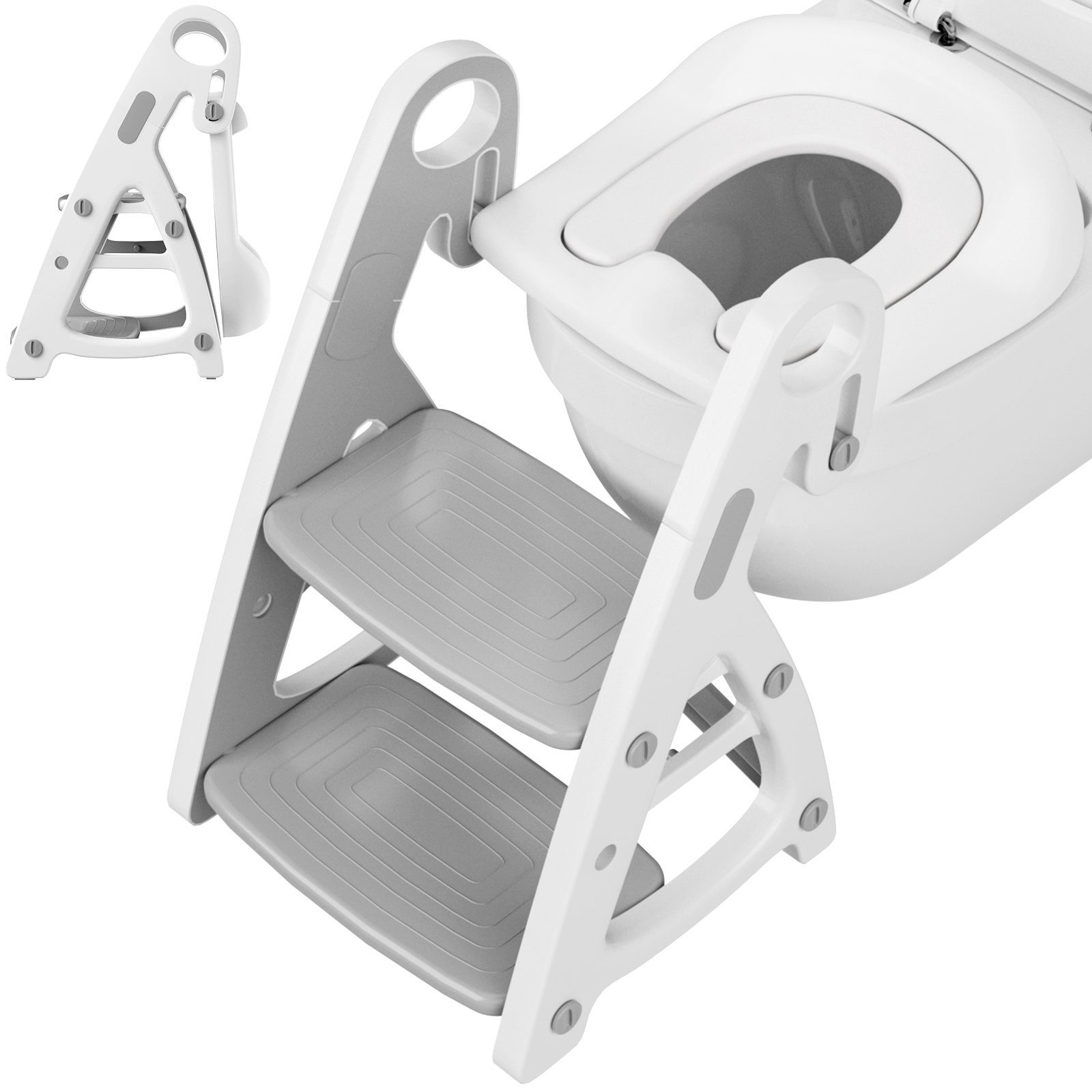 TLGREEN Toilettentrainer Tritthocker Treppe, Grau Kinder mit in 2 mit Baby Toilettensitz Toilettensitz 1