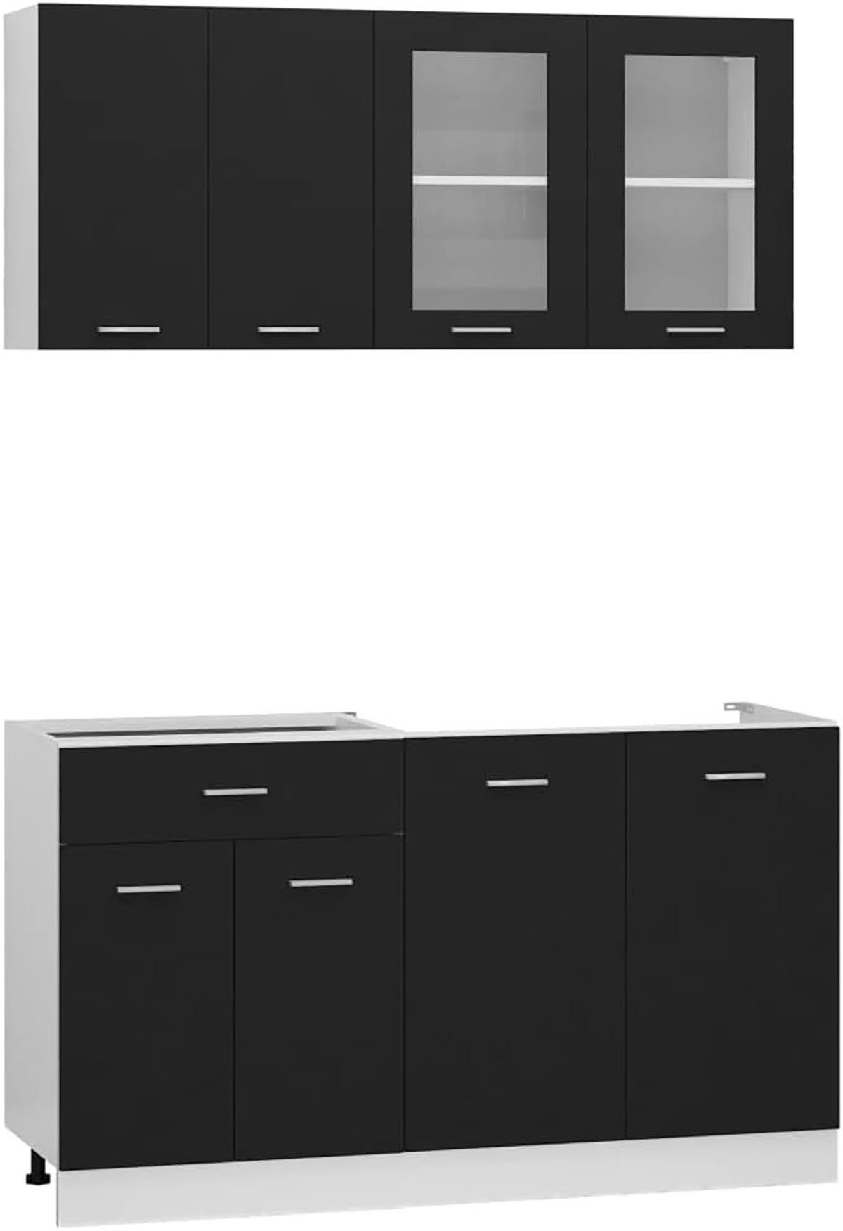 Schranksystem aus Küchenschrank-Set 4-teiliges DOTMALL schwarzem Holzwerkstoff