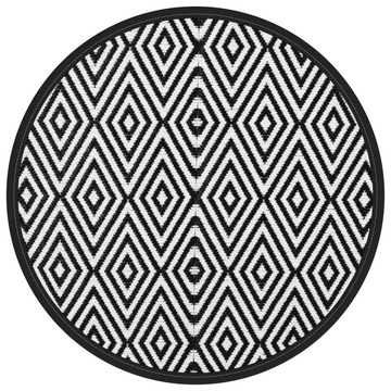 Teppich Outdoor-Teppich Weiß und Schwarz Ø160 cm Kunststoff Polypropylen, vidaXL, Höhe: 0 mm