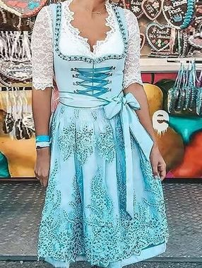 RUZU UG Dirndl Damen Midi Trachtenkleid Trachtenrock Kleid für Oktoberfest Anlässe (1-tlg)