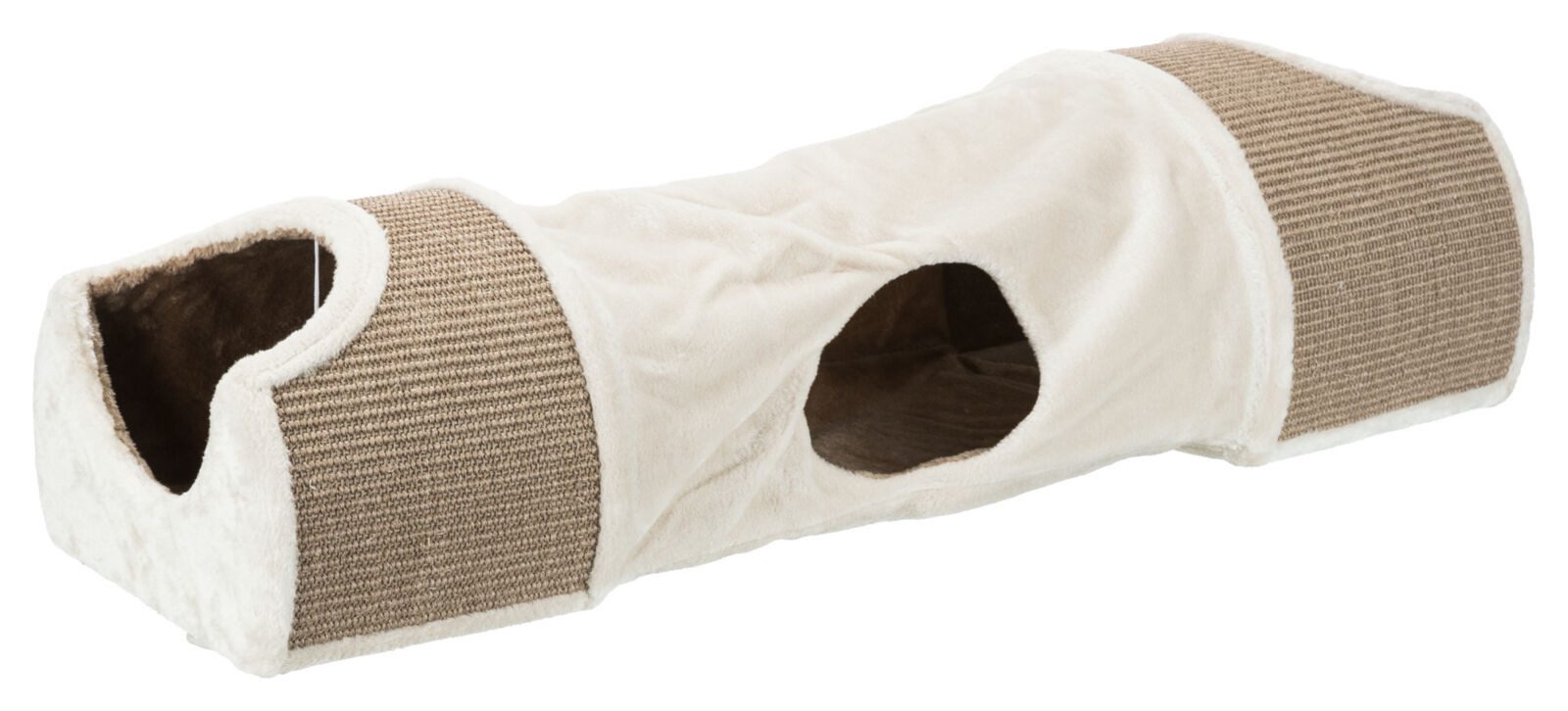 TRIXIE Tiertunnel Kratztunnel - lichtgrau/braun - 110 × 30 × 38 cm, Plüsch